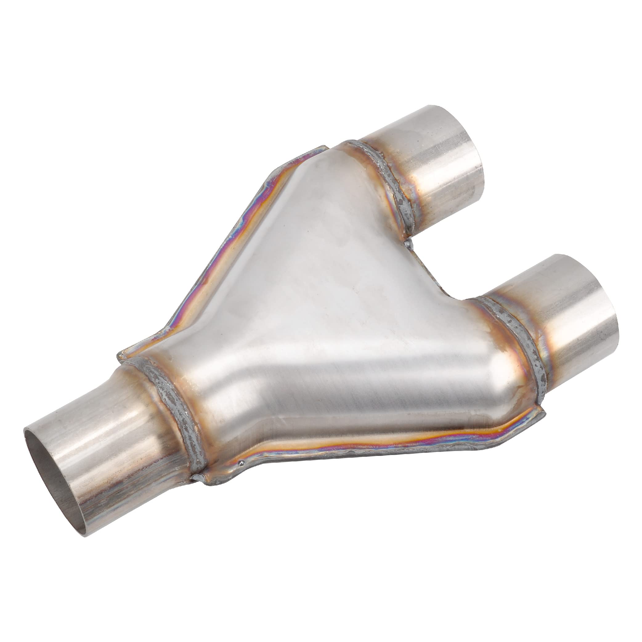 Fgjqefg T409 Stainless Steel Y Pipe 2.25'' Inch Id Single To 2.25'' Inch Id Dual Stamped Exhaust Adapter Connector, Overall Length: Approx. 10, Universal