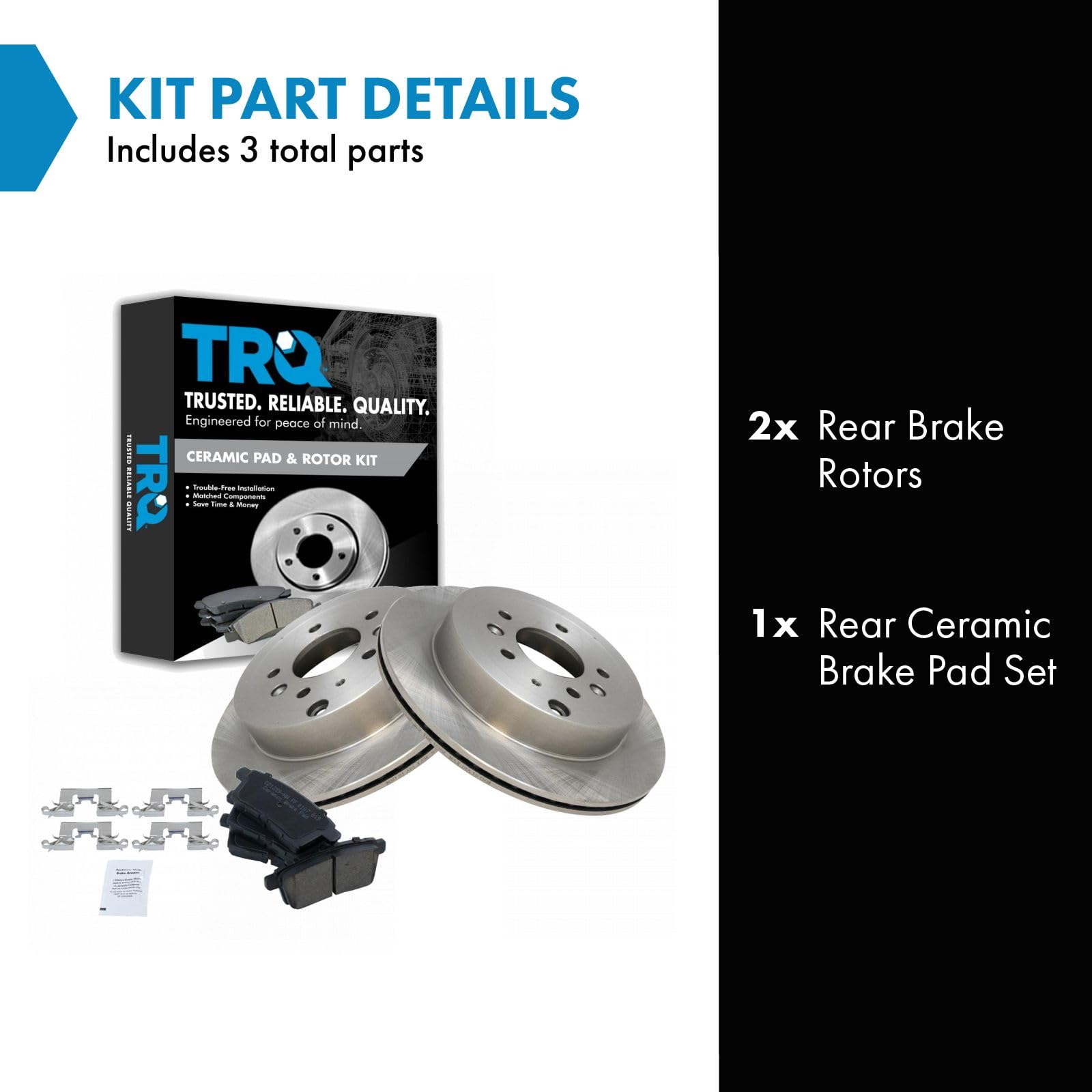 Trq Rear Brake Pad & Rotor Kit Brake Pads Brake Rotor Ceramic Compatible With 2007-2012 Mazda Cx-7