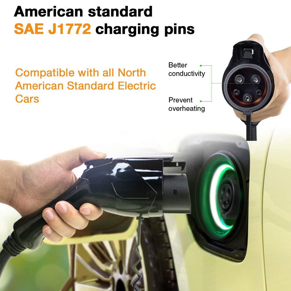 Besenergy Ev Charger Extension Cable 32Amp 20Ft Charging Cord For Electric Vehicle 220V-240V Compatible All Sae J1772 Chargers
