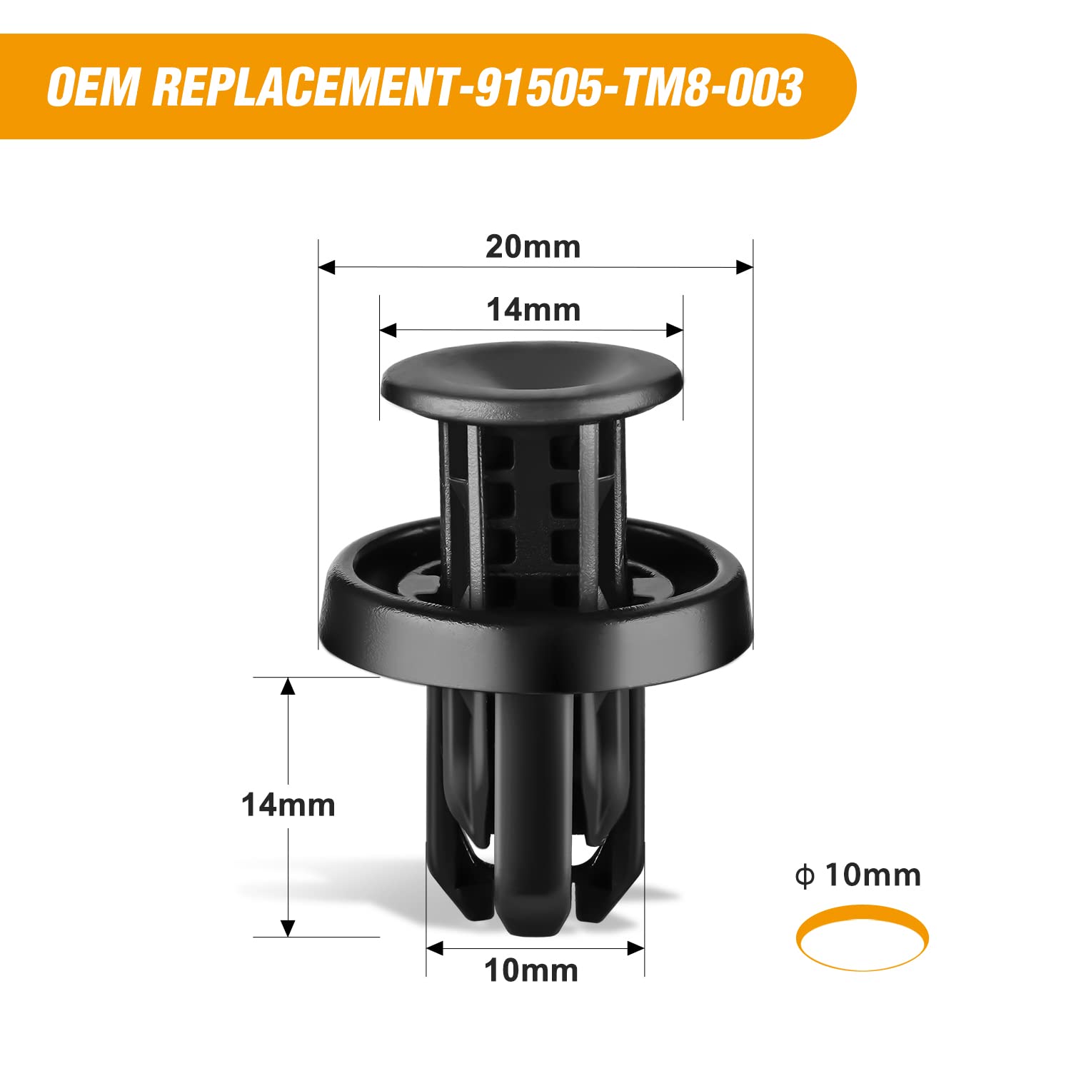 Gooacc 50Pcs Bumper And Wheel Well Liner Push-Type Retainer Fender Grille Under Cover Clips Oem:#91505-Tm8-003 Compatible With H