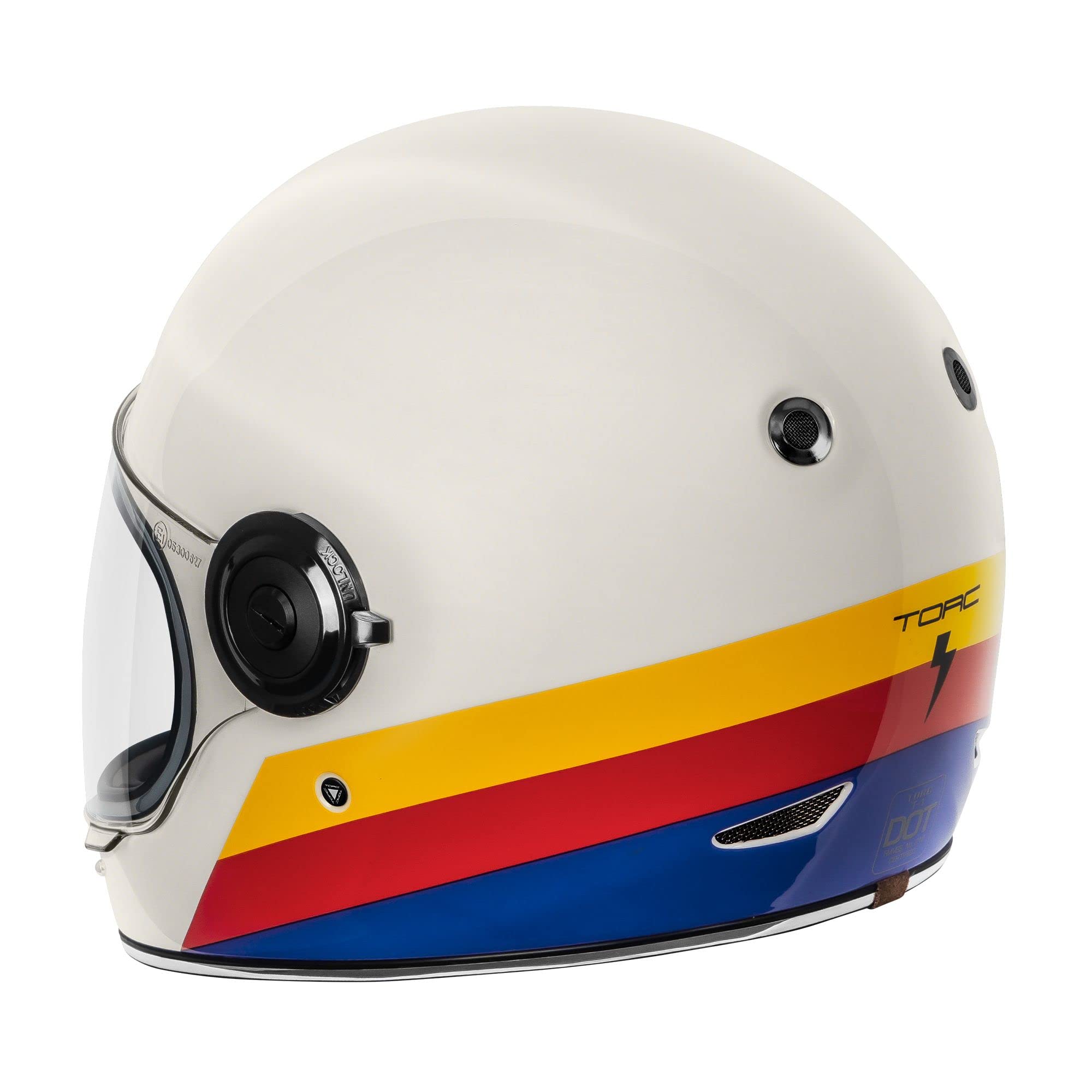 Torc T1 Unisex-Adult Retro Full Face Motorcycle Helmets, Pearl White Full Tree, Xx-Large