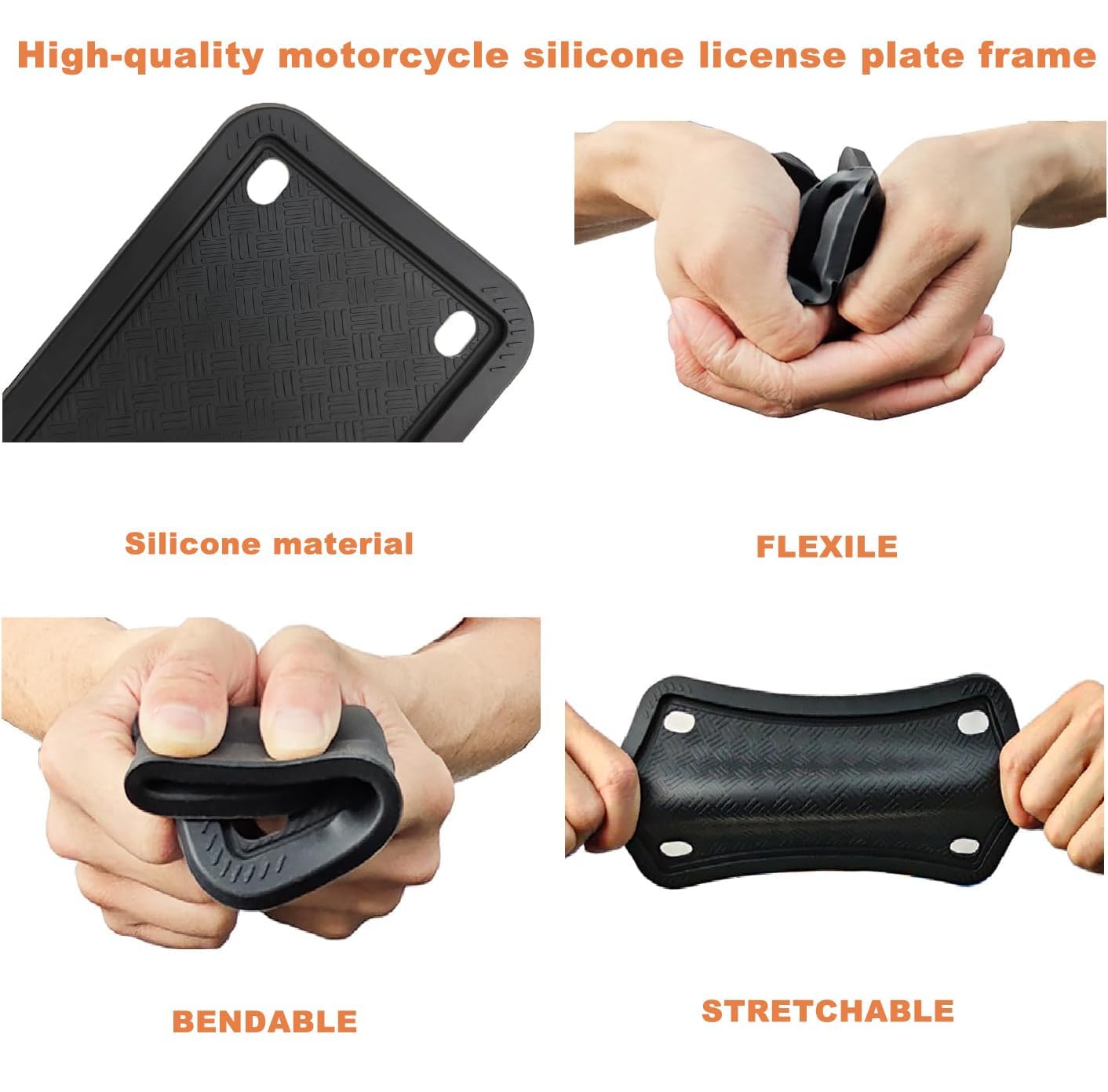 XCLPF Motorcycle Silicone License Plate Frames Motorbike License Plate Holder 4x7 inch Motorcycle Backing Plate Rust Proof, Ratt