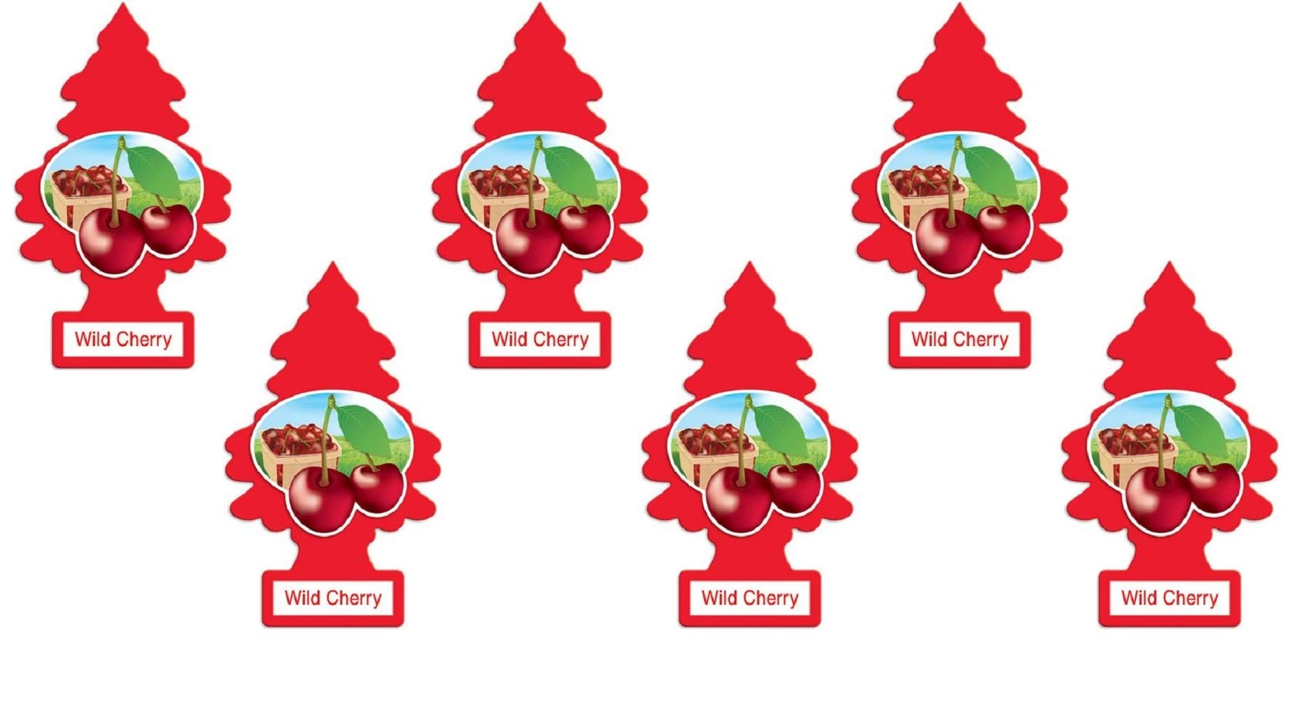 Little Trees Car Air Freshener | Hanging Paper Tree For Home Or Car | Wild Cherry | Pack Of 6