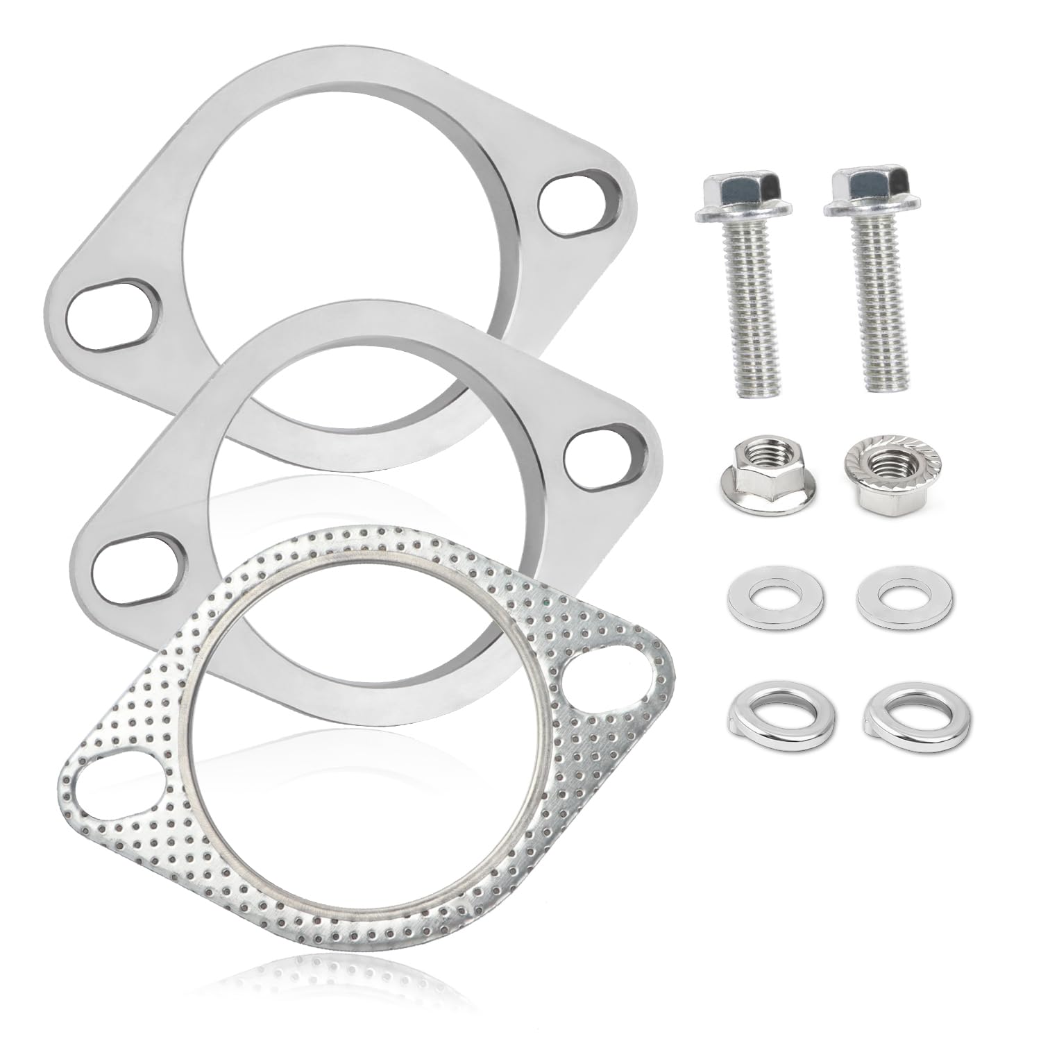 2-Bolt 2.5 Inch Exhaust Flange Repair Kit,Stainless Steel Exhaust System Kit With Exhaust Gasket & Exhaust Bolts,Exhaust Pipe Fl