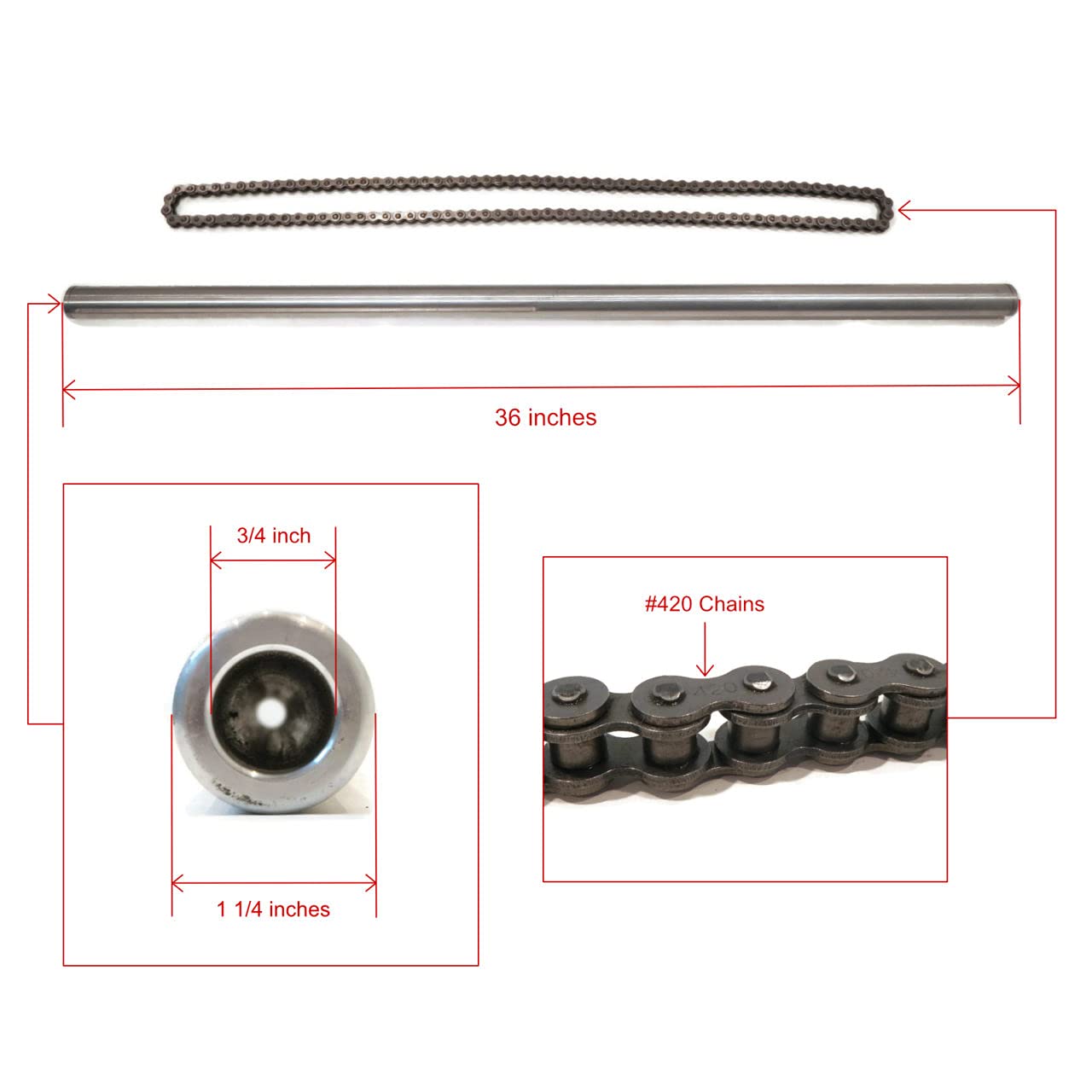 The Rop Shop | 36 Inch Shaft Kit For Trike Drift Bikes Includes (2) Go Kart Tires 11X6.00-5