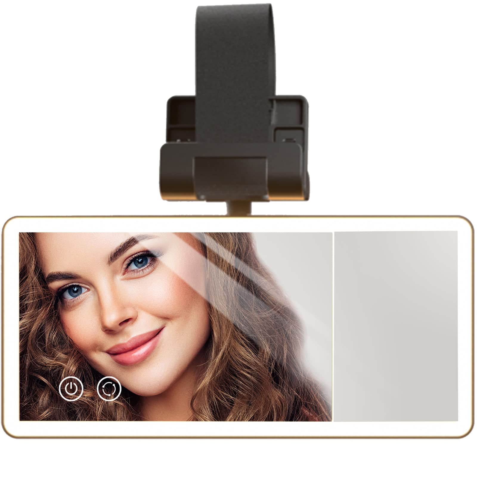 SodaRide Car Sun Visor Vanity Mirror with Dimmable Led Light, Rechargeable 360 Adjustable Angle Rearview Big Makeup Mirror For T
