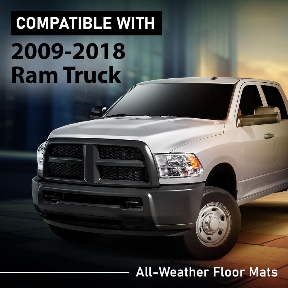 G-PLUS Floor Mats Compatible with Dodge Ram 2009-2018 Truck Crew Cab/Not Fit Quad Cab All Weather Full Cover Protection 1st & 2n