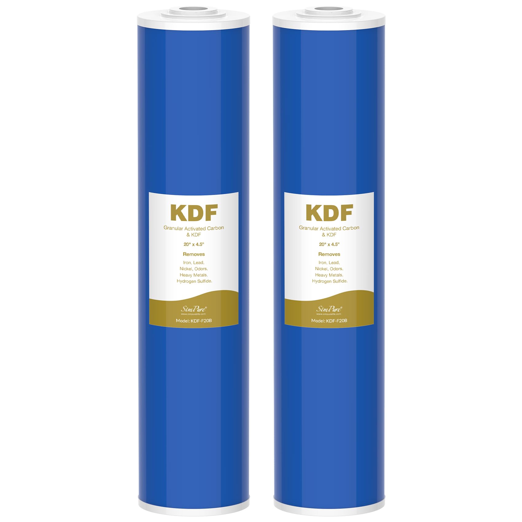 Simpure 20'' X 4.5'' Carbon And Kdf Filters, Whole House Kdf/Gac Heavy Metal Water Filter Cartridge Replacement For Db20P, Db20P