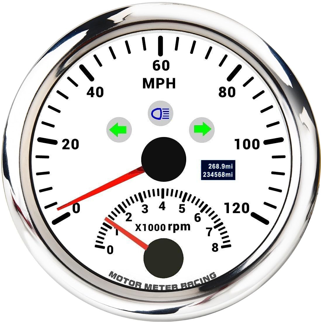 Motor Meter Racing W Pro Series 52Mm 2-1/16'' Gps Speedometer Digital Odometer 120 Mph Black Dial White Led Waterproof For Car T