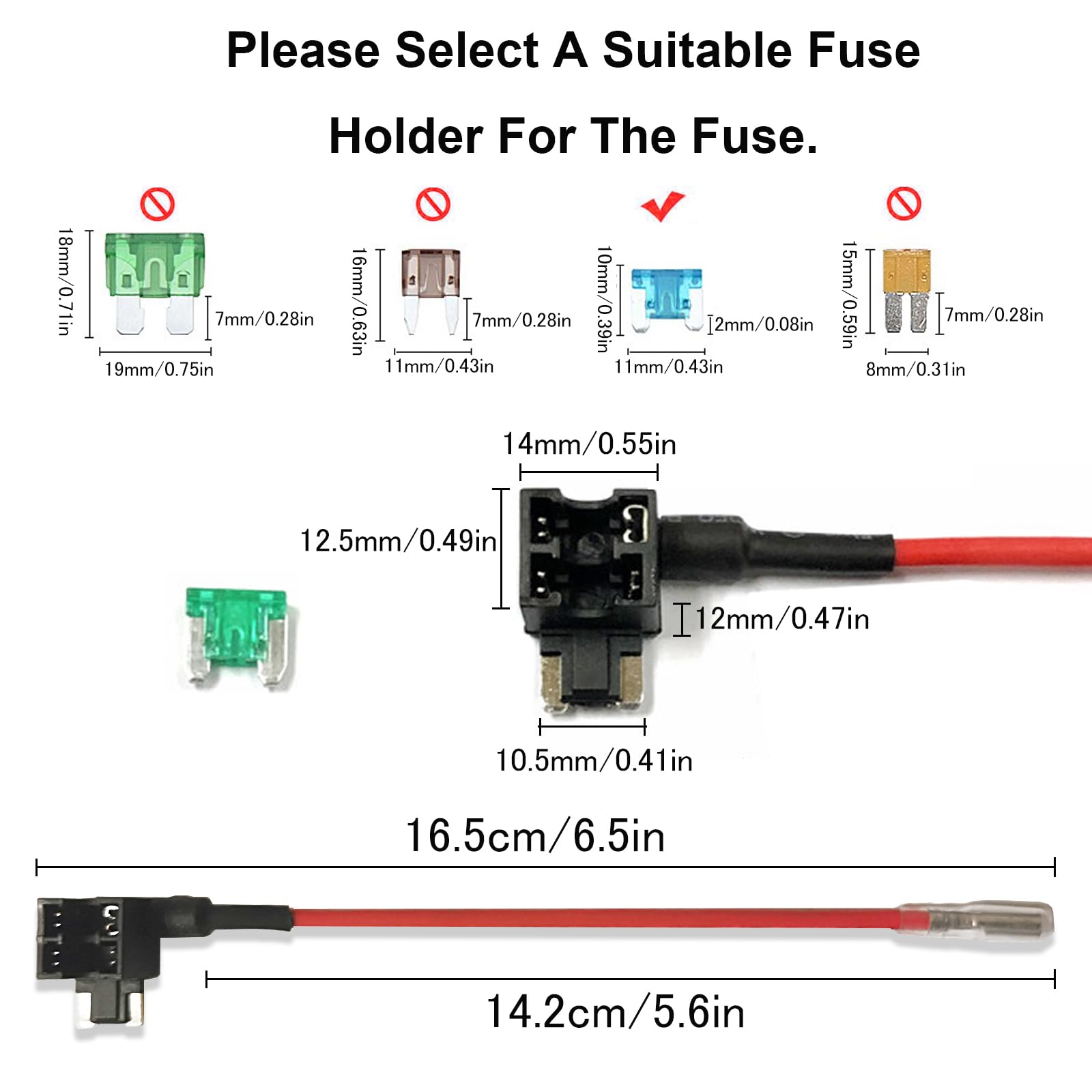 3Pcs Low Profile Mini Blade Fuse Tap, Haojiaho 12V-24V-32V Low Profile Mini Blade Fuse Holder With Wire Harness For Cars Trucks