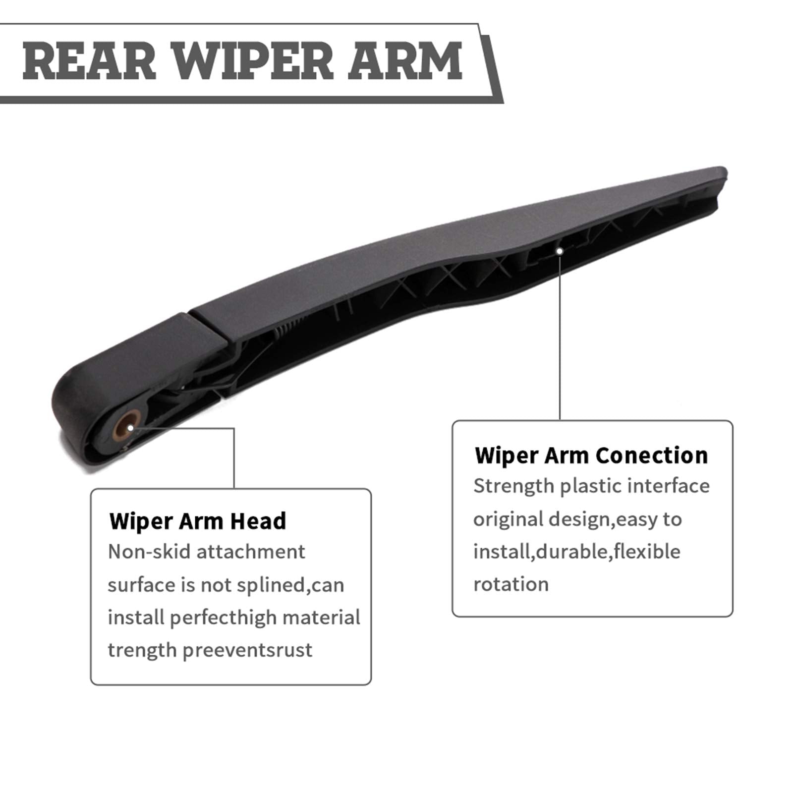 HODEE Rear Wiper Arm Blade Nut Set for Ford Explorer 2011-2023, Escape 2013-2023, Black, 14", 304H Steel and Natural Rubber