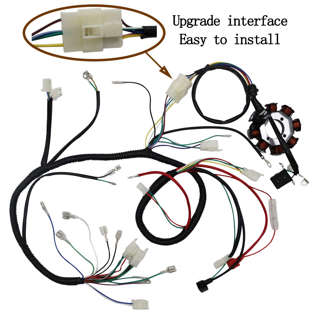 OTOHANS AUTOMOTIVE Electrically Complete Stator Coil CDI Wiring Harness, Full Copper Wire, 4-Stroke ATV QUAD 150cc-300cc, Black