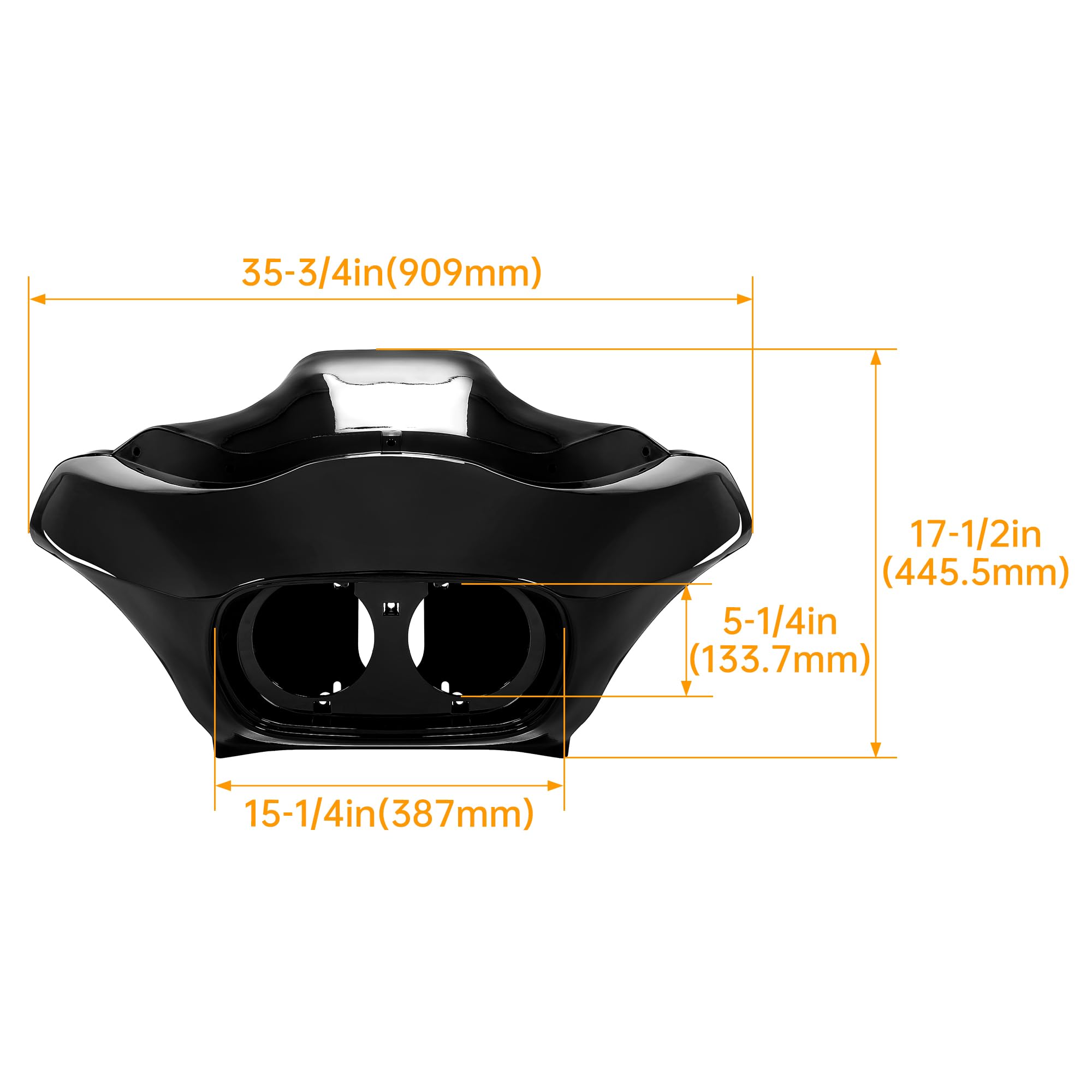 HECASA Batwing Fairing Kit for 1998-2013 Harley Road Glide CVO, Glossy Black, Plastic, Model MO-2235