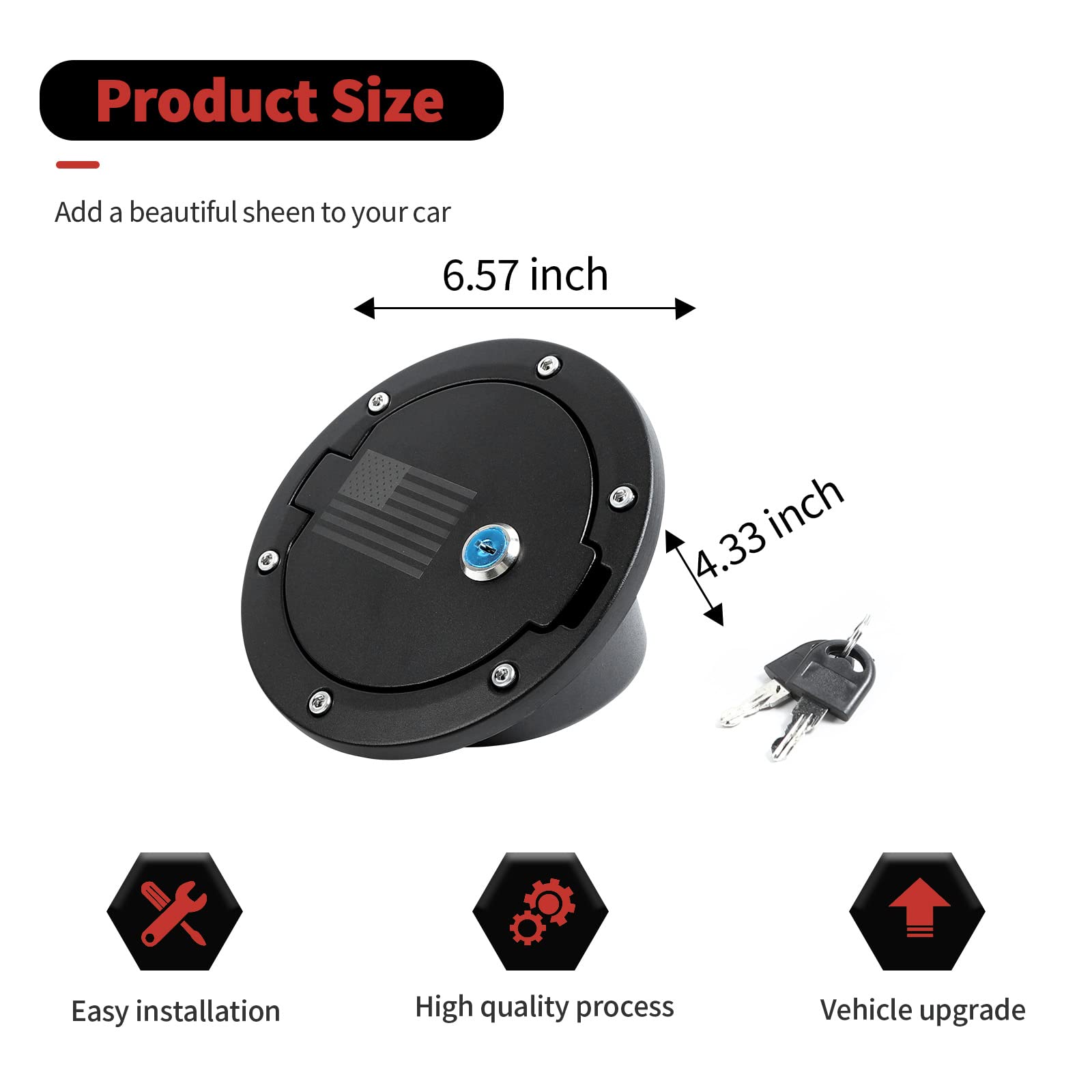 Rt-Tcz Fuel Filler Door Locking Gas Tank Cap Cover Accessories For Jeep Wrangler 2007-2018 Jk Jku,Locking Us Flag
