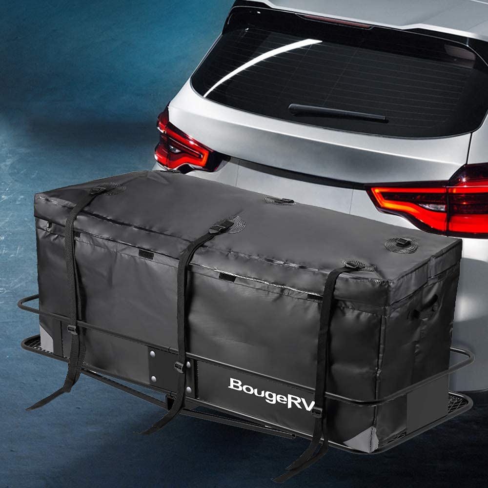 BougeRV Hitch Cargo Carrier Bag, Waterproof 12 Cubic Ft, 48'' L x 20'' W x 22'' H, Black, Model 5841731107