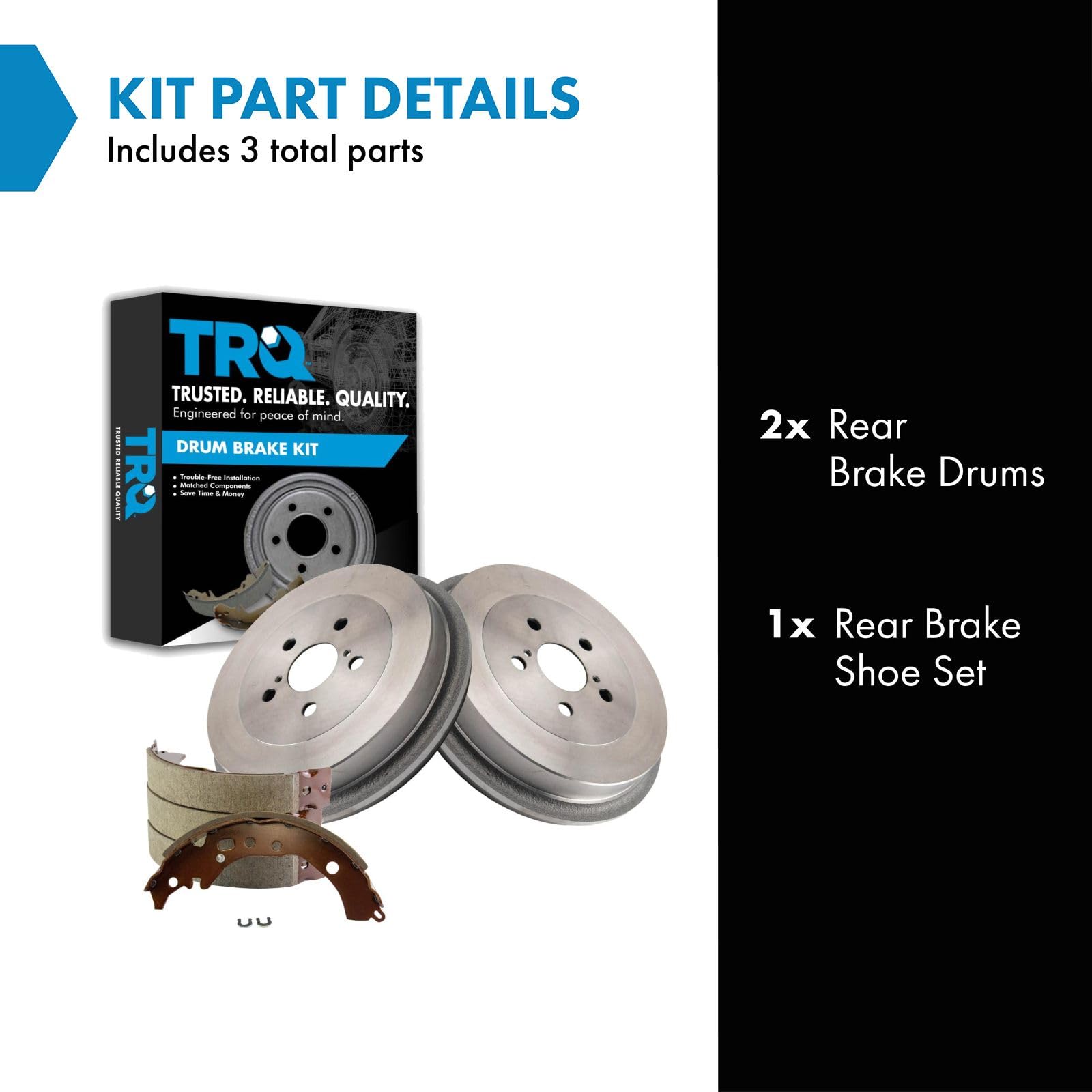 TRQ Rear Brake Pads & Rotors Kit - Alloy, Compatible with 2009-2015 Toyota Corolla, Model BKA19598