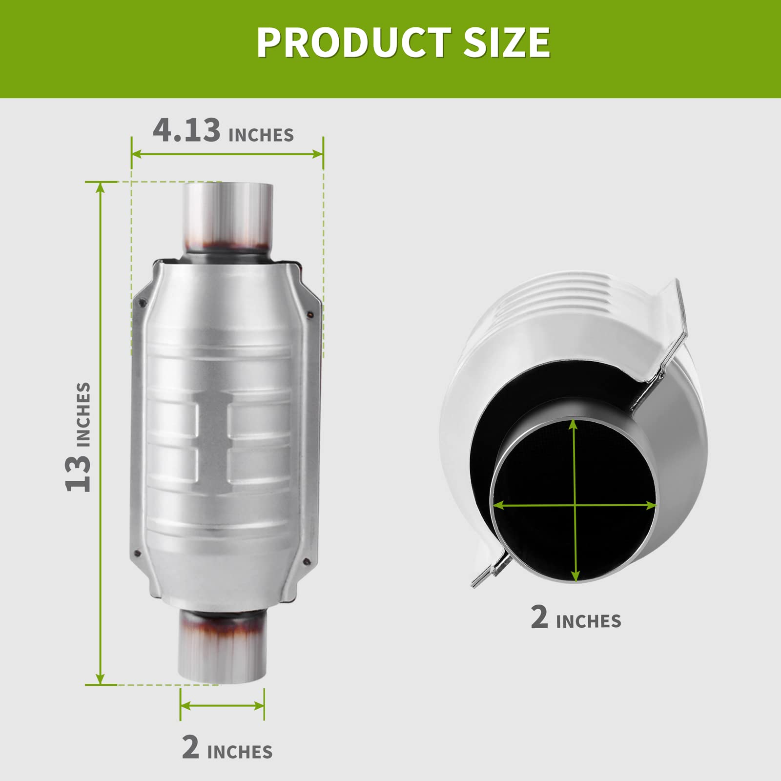 Autosaver88 Atcc0016 2 Inlet/Outlet Universal Catalytic Converter With Heat Shield (Epa Compliant)