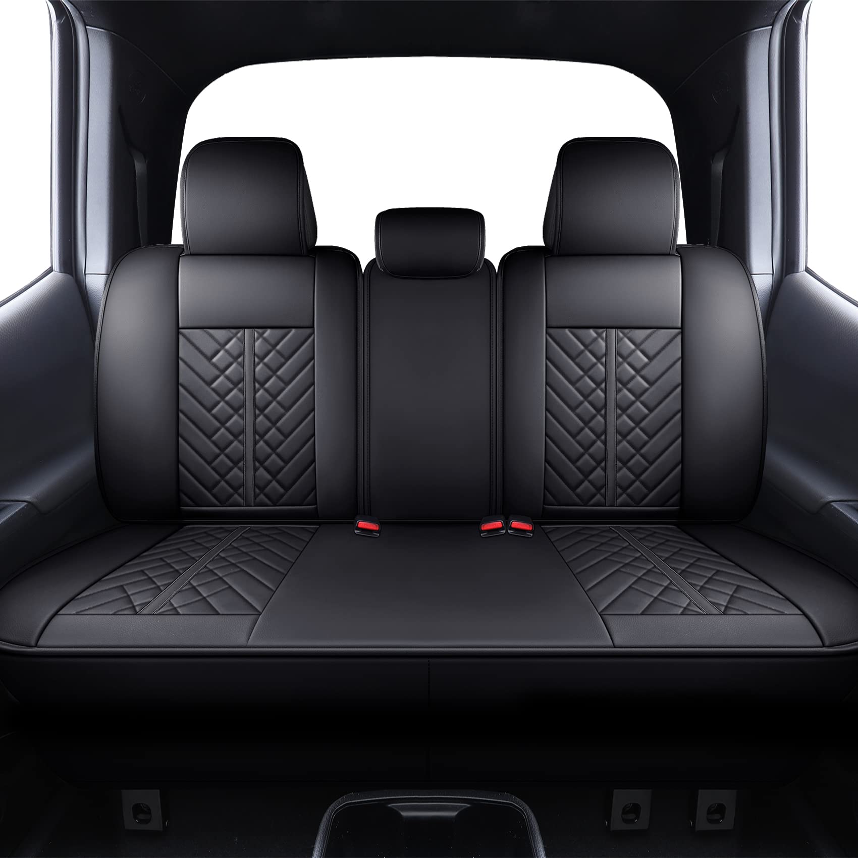 Tomatoman Toyota Tacoma Rear Seat Covers 2005-2022 Access Double Extended Cab Truck Back Cushions(Rear Seat/Black)