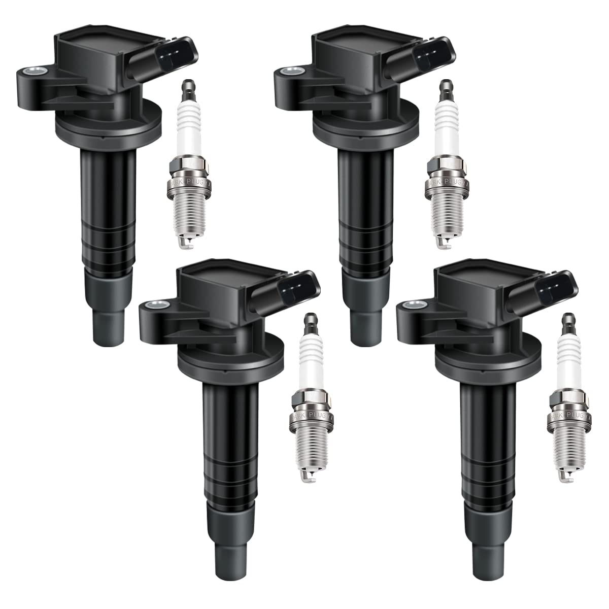 MAS Set of 4 Ignition Coils Pack & 4Pcs Iridium Spark Plugs 4503 Compatible with Chevrolet Toyota Pontiac Prizm Corolla Vibe 1.8