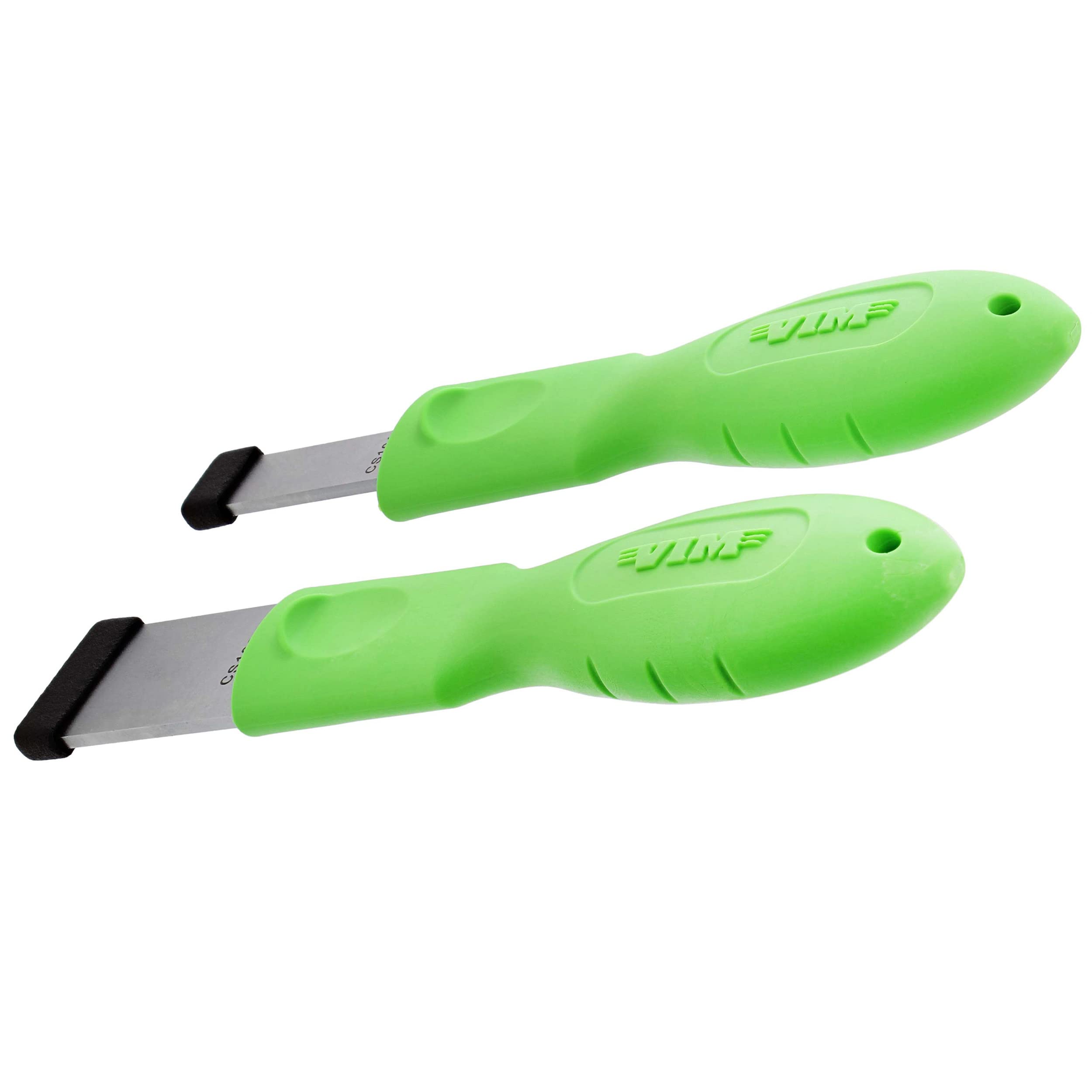 VIM Tools Carbide Gasket Scraper Tool Set - 2pc Large & Small - Tungsten/Steel Blades, Green Handles