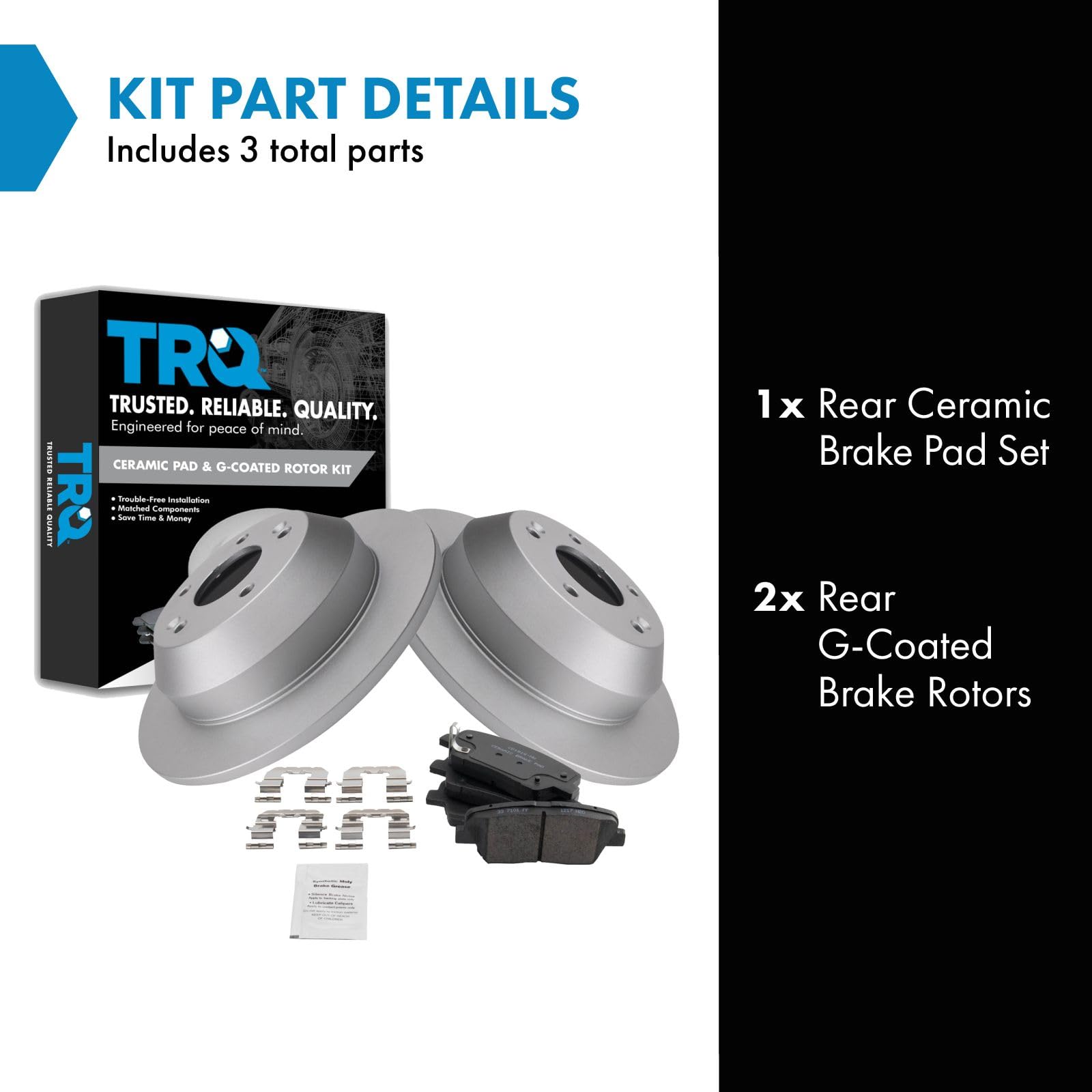 Trq Rear Brake Pad & Rotor Kit Brake Pads Brake Rotor Ceramic Premium G-Coated Compatible With 2017-2018 Hyundai Santa Fe Santa