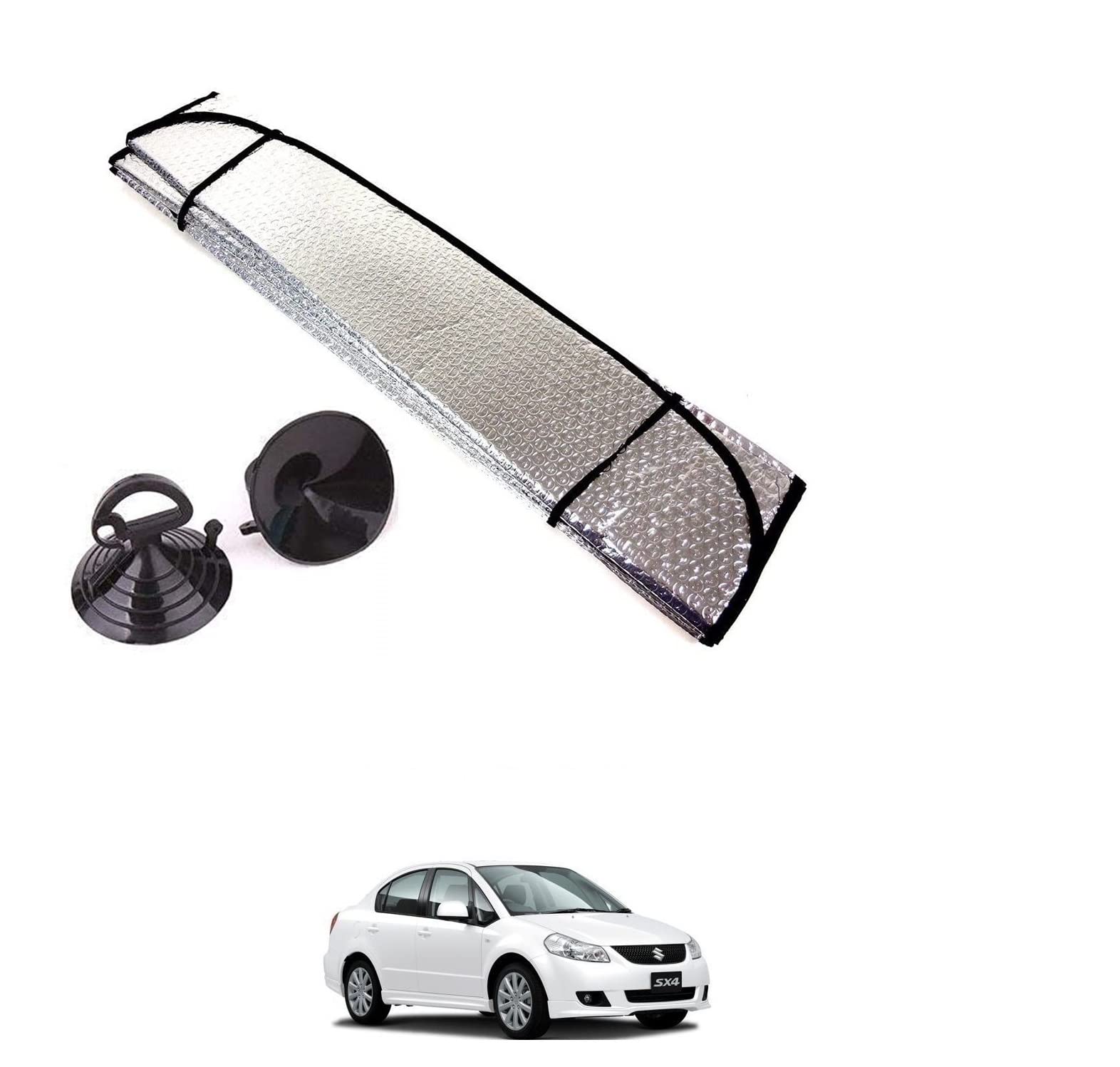 Auto Addict Car Sunshades Aluminium Foil Foldable Windshield (Front Window,Rear Window,1 pc) Sunshade for Maruti Suzuki SX4