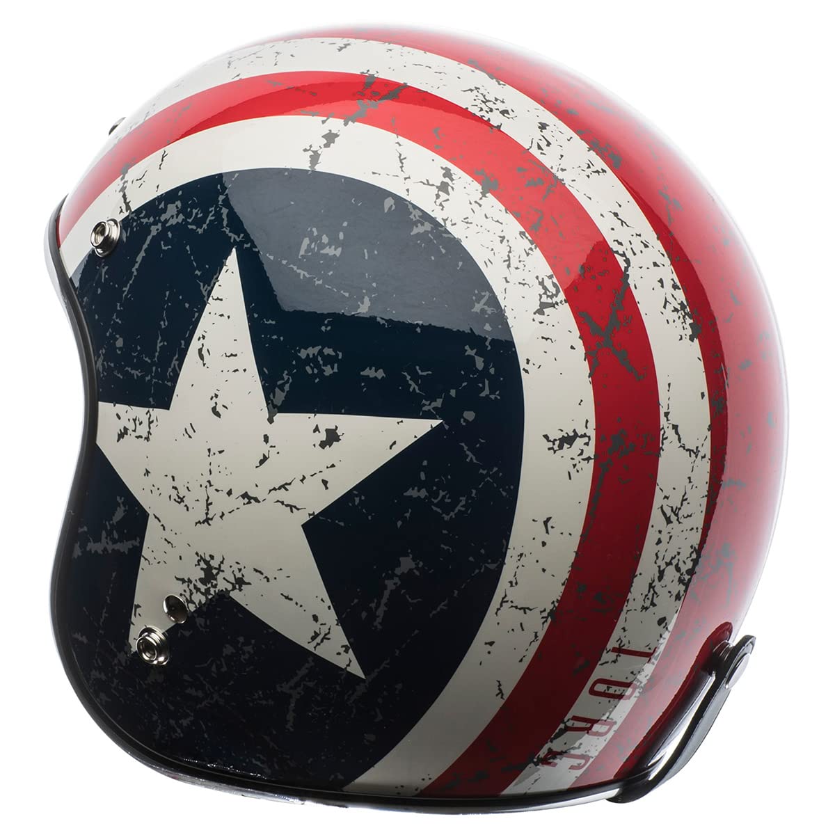 TORC T50 Route 66 3/4 Helmet, Gloss White Rebel Star, Small, Suede Material