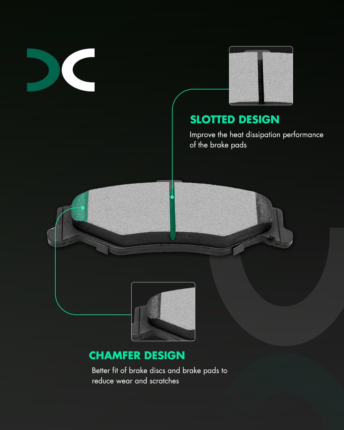 Scitoo D750 Semi-Metal Brake Pads Kits Rear Replacement For Chevrolet Camaro 1998-2002,For Pontiac Firebird 1998-2002