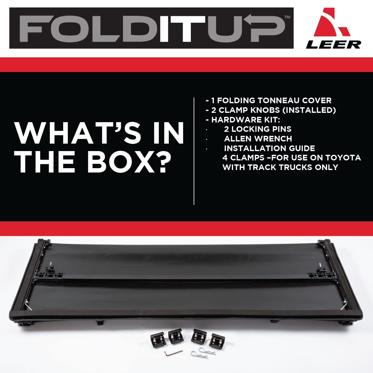 Leer Folditup | Fits 2015-2023 Ford F-150 With 56    Bed | Soft Tri-Fold Truck Bed Tonneau Cover | Easy Install | 4F112