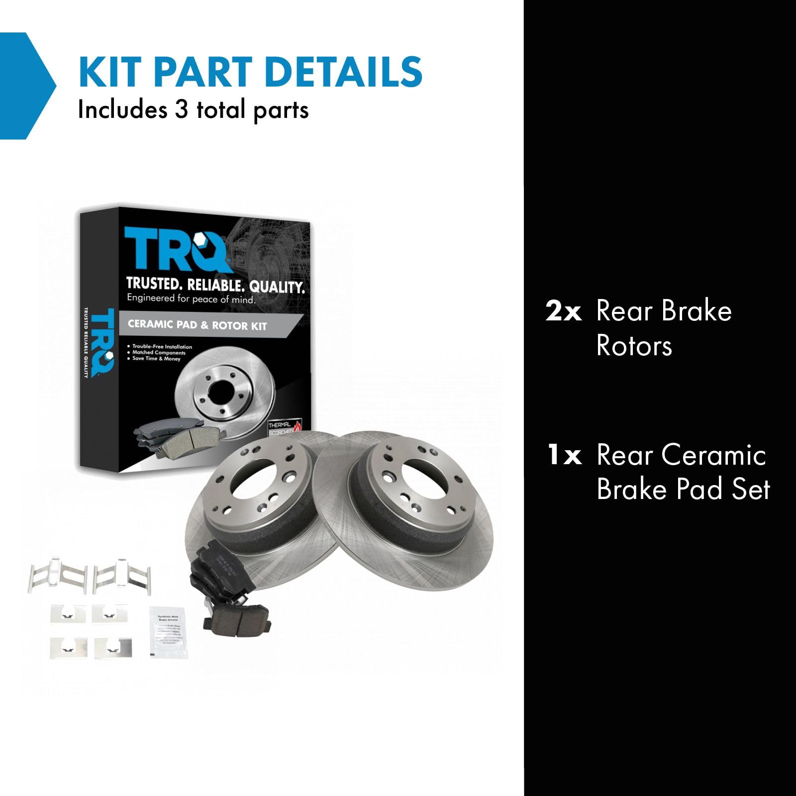 Trq Rear Brake Pad & Rotor Kit Brake Pads Brake Rotor Ceramic Compatible With 1991-1995 Acura Legend 1996-1998 Rl 1995-1998 Hond