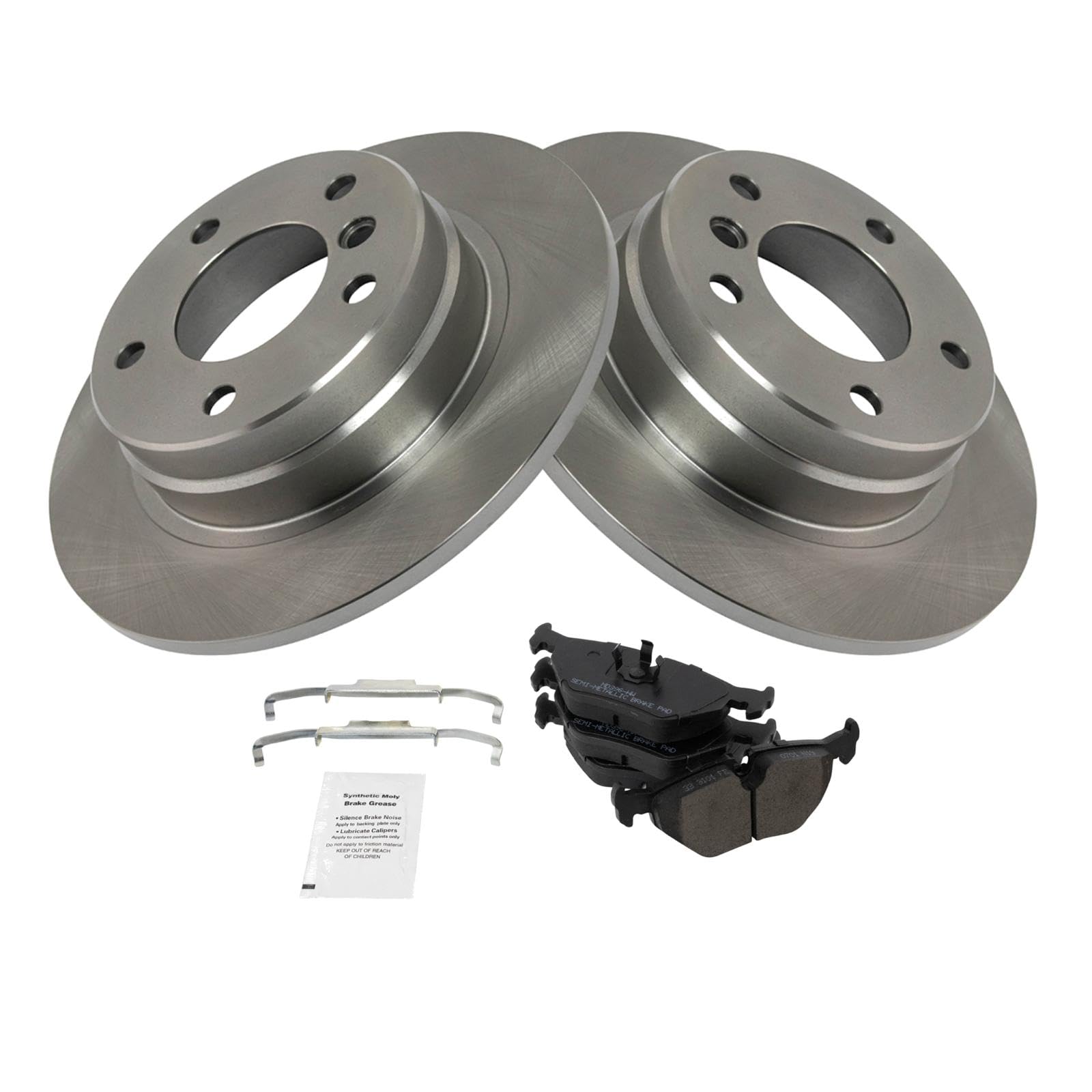 Trq Rear Brake Pad & Rotor Kit Brake Pads Brake Rotor Semi-Metallic Compatible With 1992-1998 Bmw 318I 1992-1997 318Is 1998-1999