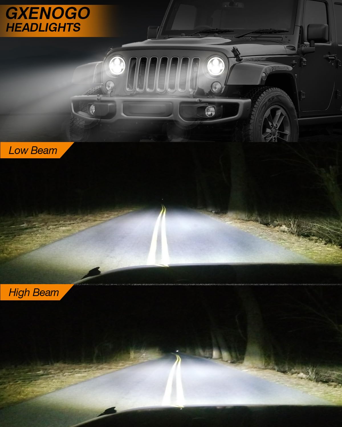 Gxenogo 7 Inch Led Halo Headlights With Amber Turn Signal White Drl Compatible With Jeep Wrangler Jk Tj Cj Chevy Blazer C10 Cama