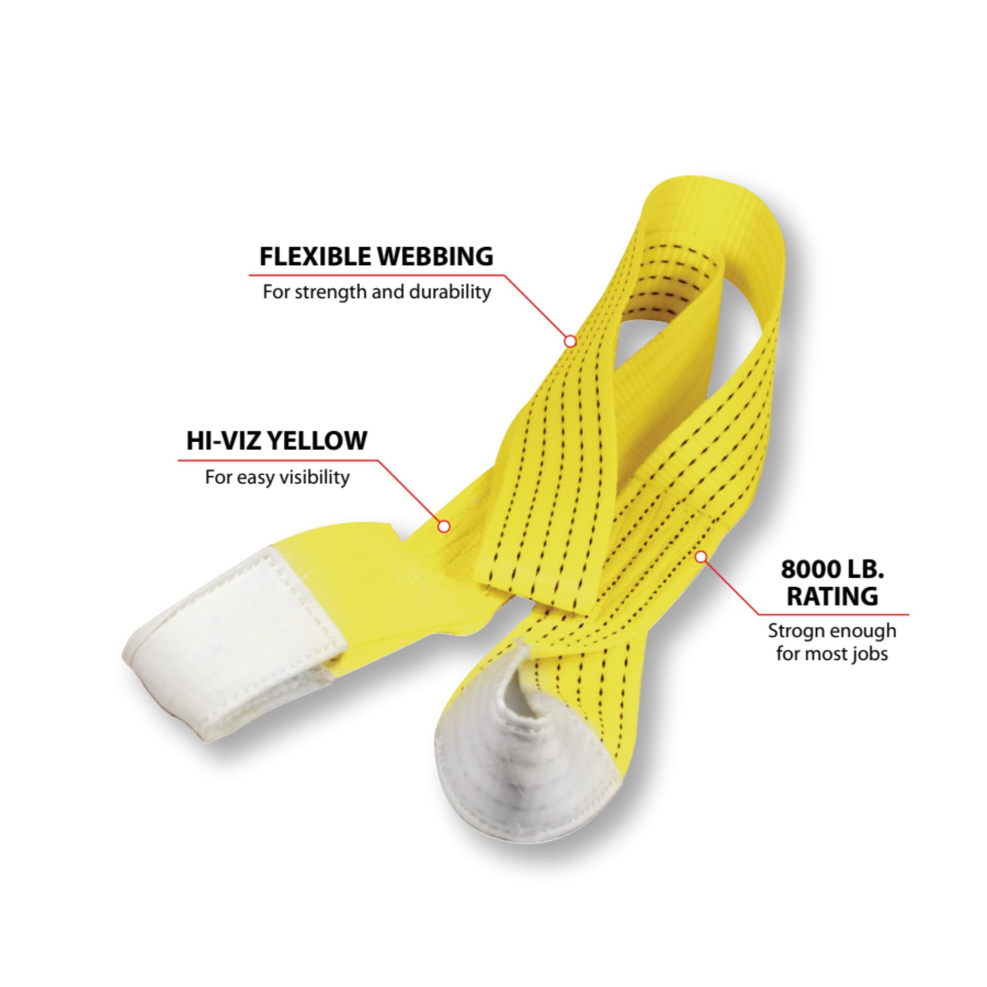 Performance Tool W1416 Synthetic Webbing Winch Tree Saver Strap With 8000 Lb Rating For Protecting Trees And Cables
