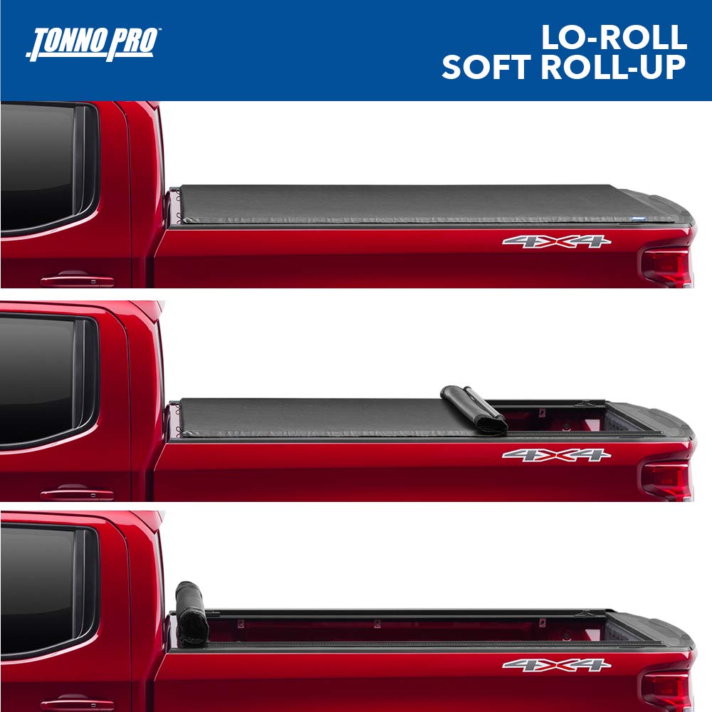 Tonno Pro Lo Roll, Soft Roll-Up Truck Bed Tonneau Cover | Lr-1100 | Fits 2019 - 2023 Chevy/Gmc Silverado/Sierra, Works W/ Multipro/Flex Tailgate 6' 7' Bed (79.4')