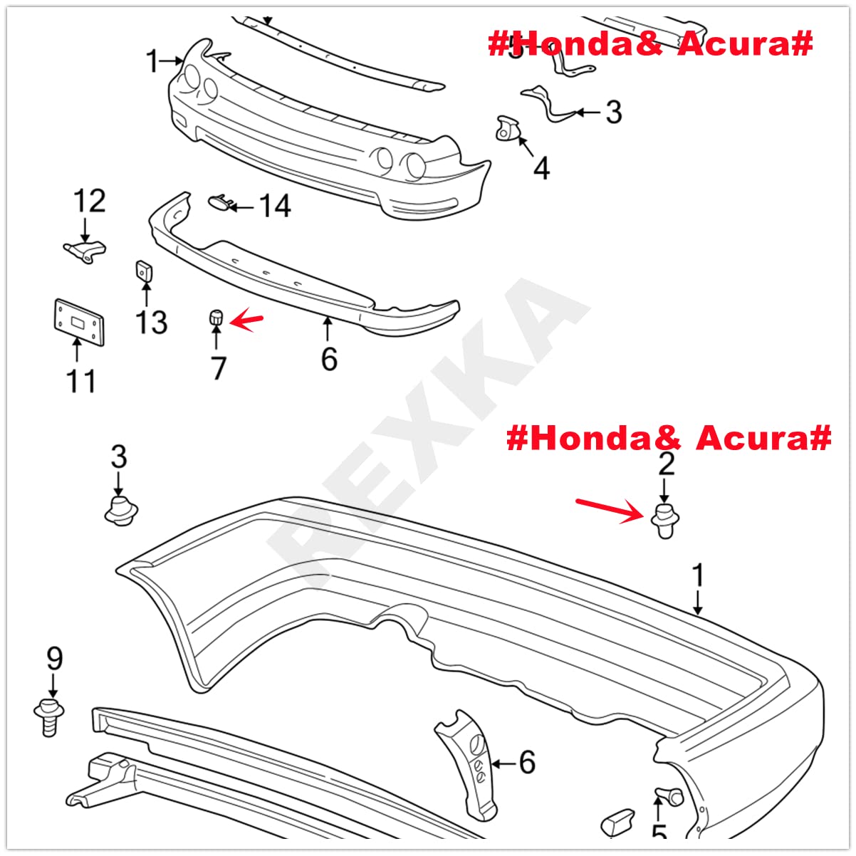 Rexka 30Pcs Bumper Cover Fender Liner Retainer Clips Fastener For Honda Acura Bmw Mini Cooper Countryman Cooper Paceman 07130702