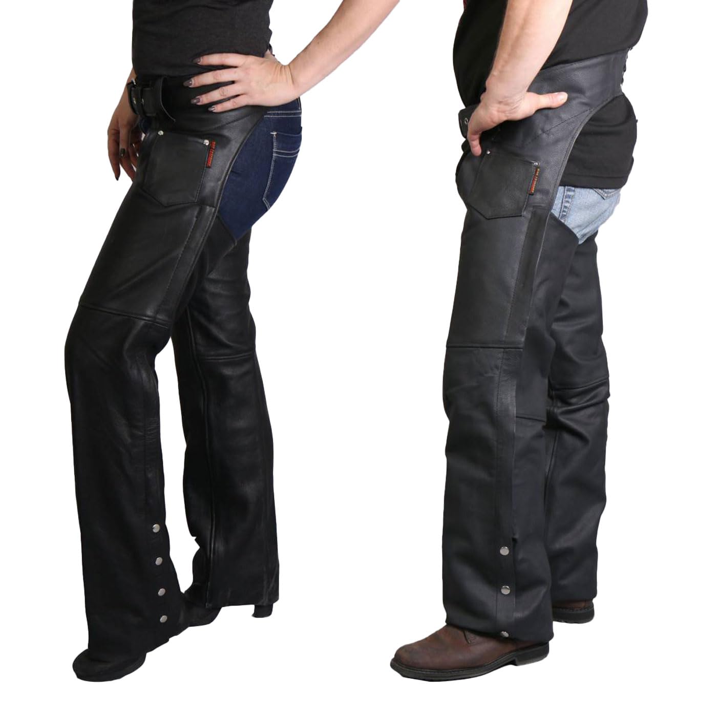 Hot Leathers Fully Lined Leather Chaps (Black, Large)