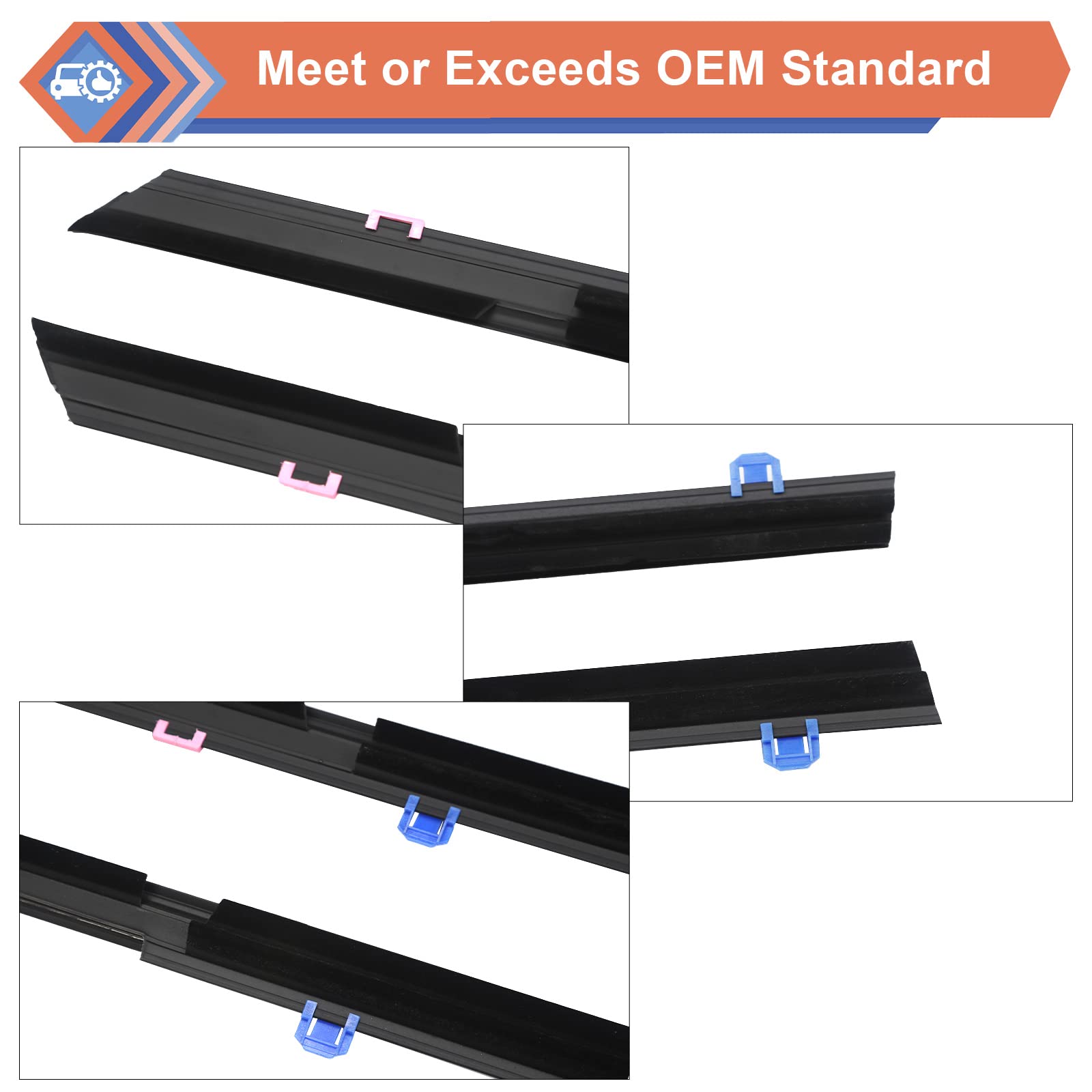 ZONFANT Car Door Window Moulding Trim Seal Set, Black, PVC/PU, 2012-2015 Honda Civic, Model ZON-72450-TR0-A01,