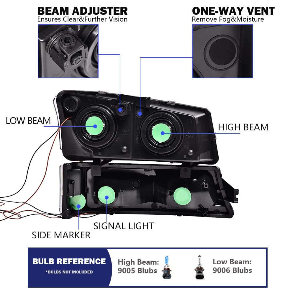 Pit66 Led Headlight Assembly Compatible With 03-06 Chevy Silverado 1500 2500 3500 Hd Model/Fit 03-06 Avalanche 1500 2500 (Fit No