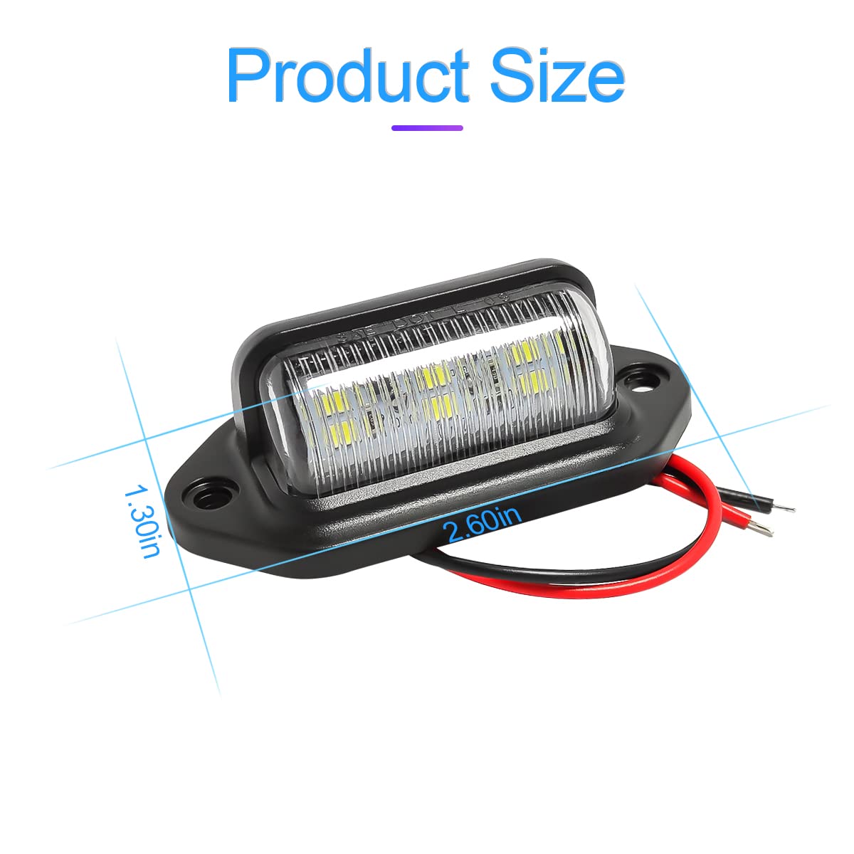 Hipopy 2Pcs Led License Plate Light, 12V/24V Waterproof 6-Smd License Plate Lamp Tail Light For Most Cars, Trucks, Trailer, Buses, Step Courtesy Light, Dome/Cargo Lights (Yellow)