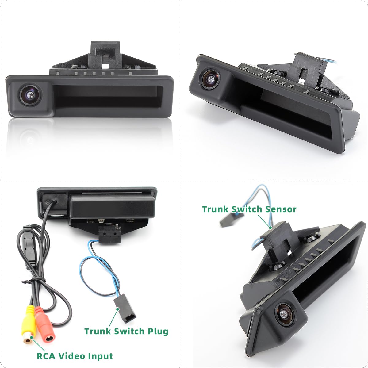 GreenYi Vehicle Backup Camera with 170° Fisheye Lens, Dynamic Guide Line for BMW E82 E88 E90 E92 E93, Black, Model GreenYi-203