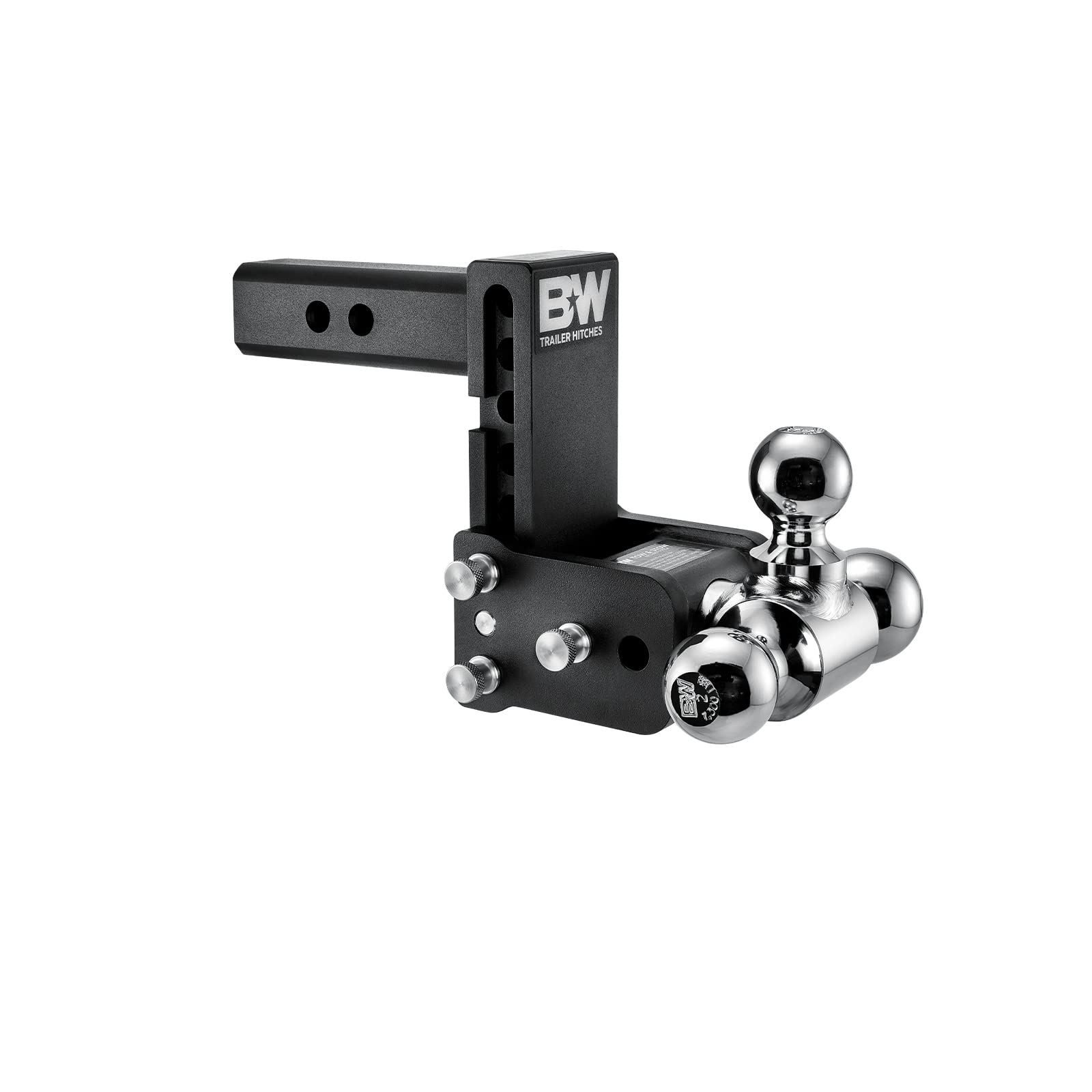 B&W Trailer Hitches Tow & Stow Adjustable Trailer Hitch Ball Mount - Fits 2 Receiver, Tri-Ball (1-7/8 x 2 x 2-5/16), 5 Drop, 10,