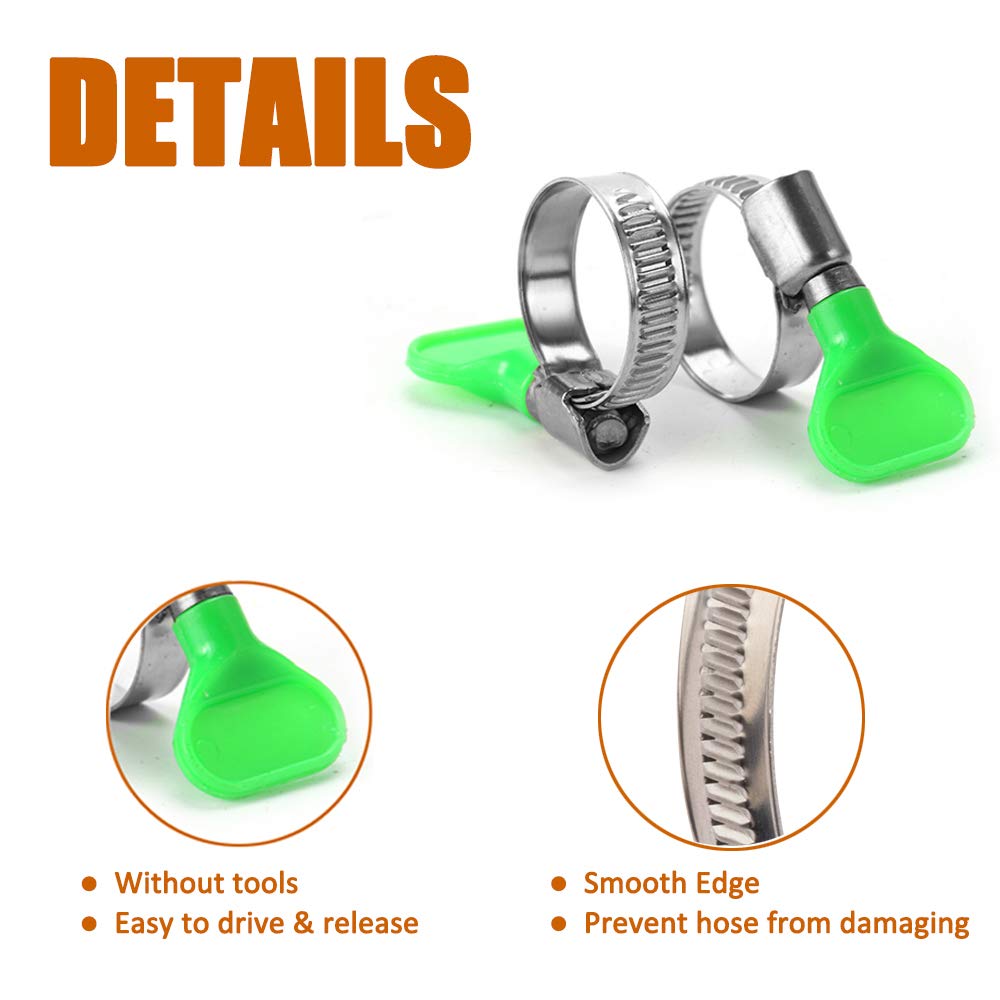 Ispinner 4Pcs 3 Inch Key Hose Clamp, Bandwidth 12Mm Thumb Screw Adjustable Stainless Steel Hose Clamps For Dryer Vent, Dust Coll