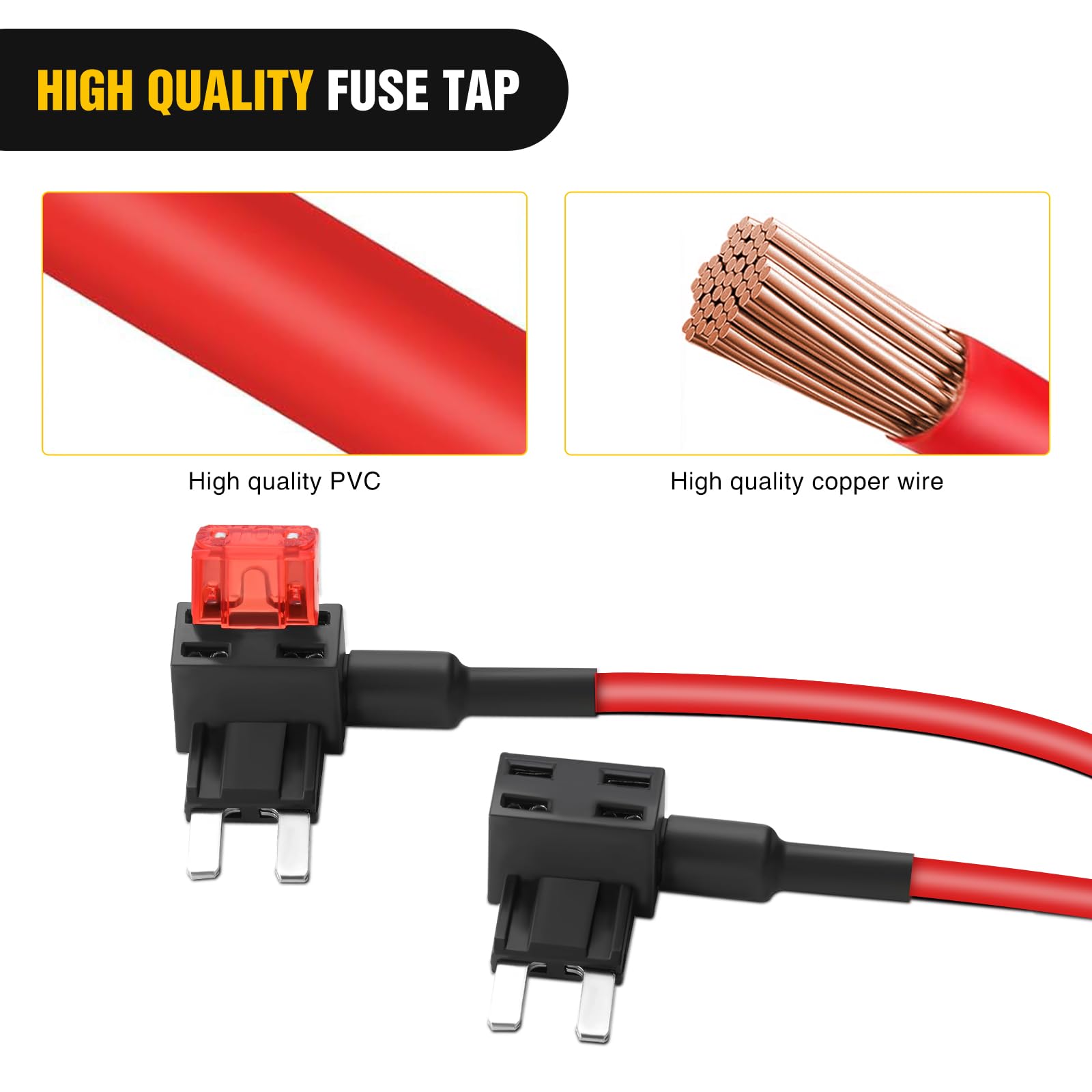Nilight Fuse Adapter 14AWG Wire 20 AMP TIPM Bypass Cable for Dodge Ram, Chrysler, Jeep, VW - 2PCS Mini, Copper, Model 50100R