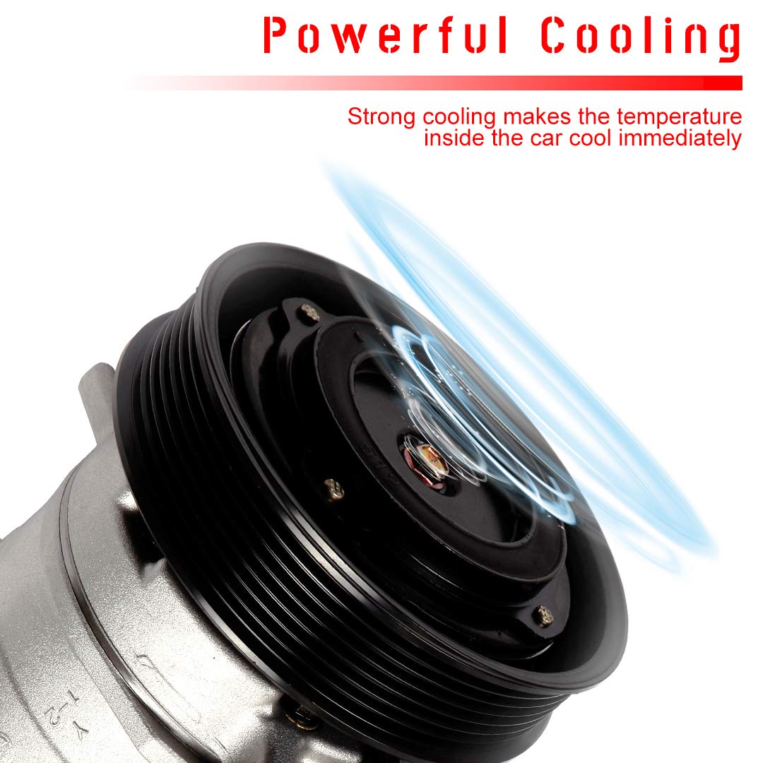 cciyu AC Compressor Pump for Honda for Accord 2.4L 2003-2007 Replaces AC Compressor for Car 7 Grooves 10S17C