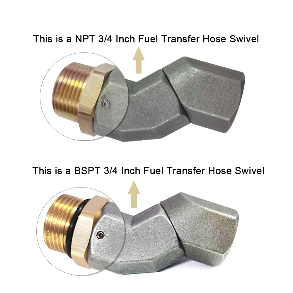 2Pcs 3/4 Inch Npt Fuel Hose Swivel 360 Rotating Connector For Fuel Nozzle Multi Plane Fuel Plane Swivel