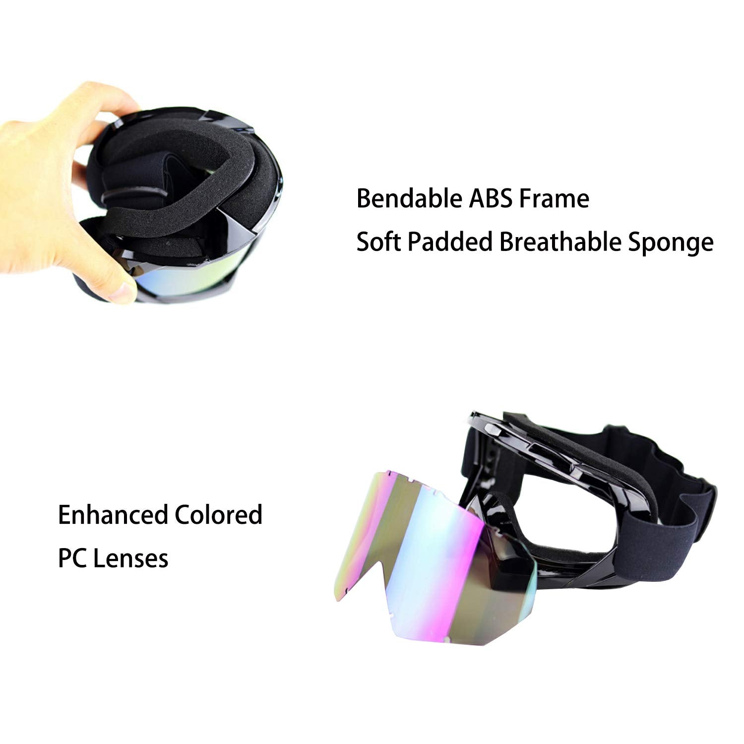 ADCGank Motorcycle Goggles Dirt Bike Motocross ATV Goggles Off Road Goggles MX Anti UV Ski Fit Over Glasses Tear Off for Man Wom