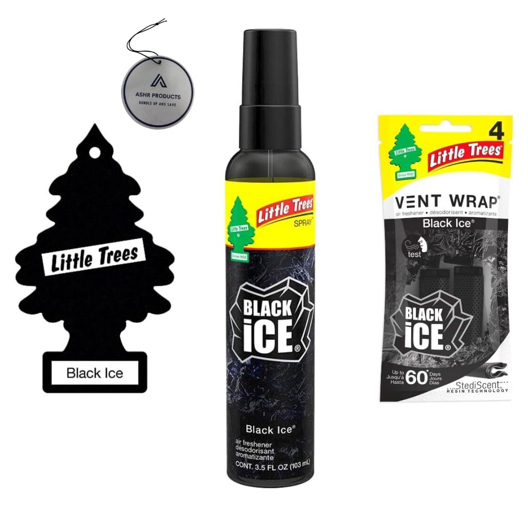 Little Trees Air Freshener | Vent Wrap pack of 4 | 1 Bottle Little Tree Spray | 6 Little tree Hanging Tree For Home, Trucks, RV,