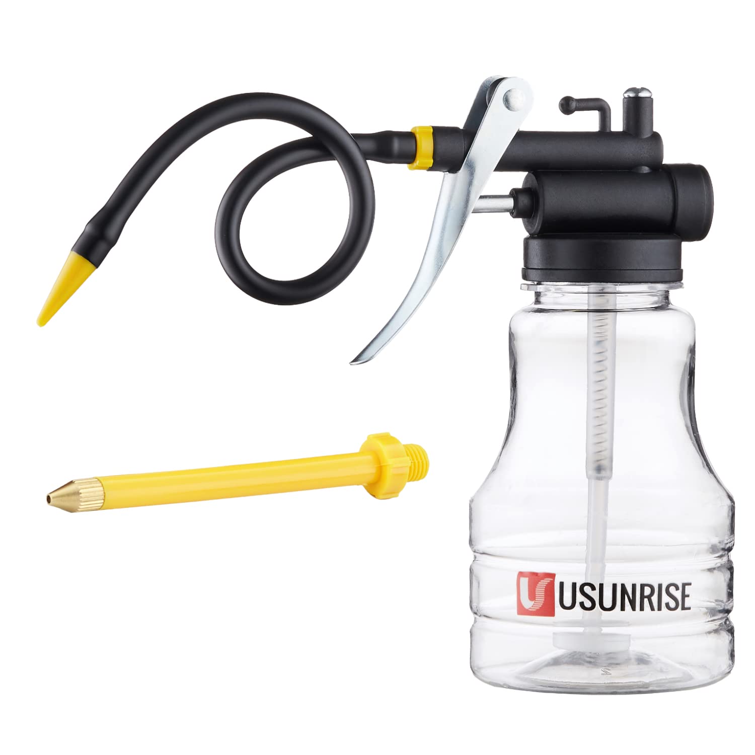 Transparent Oil Cans With Dual Spouts - Straight And Flex | Visible Fill Line | Ideal For Automotive, Machinery, And Household U