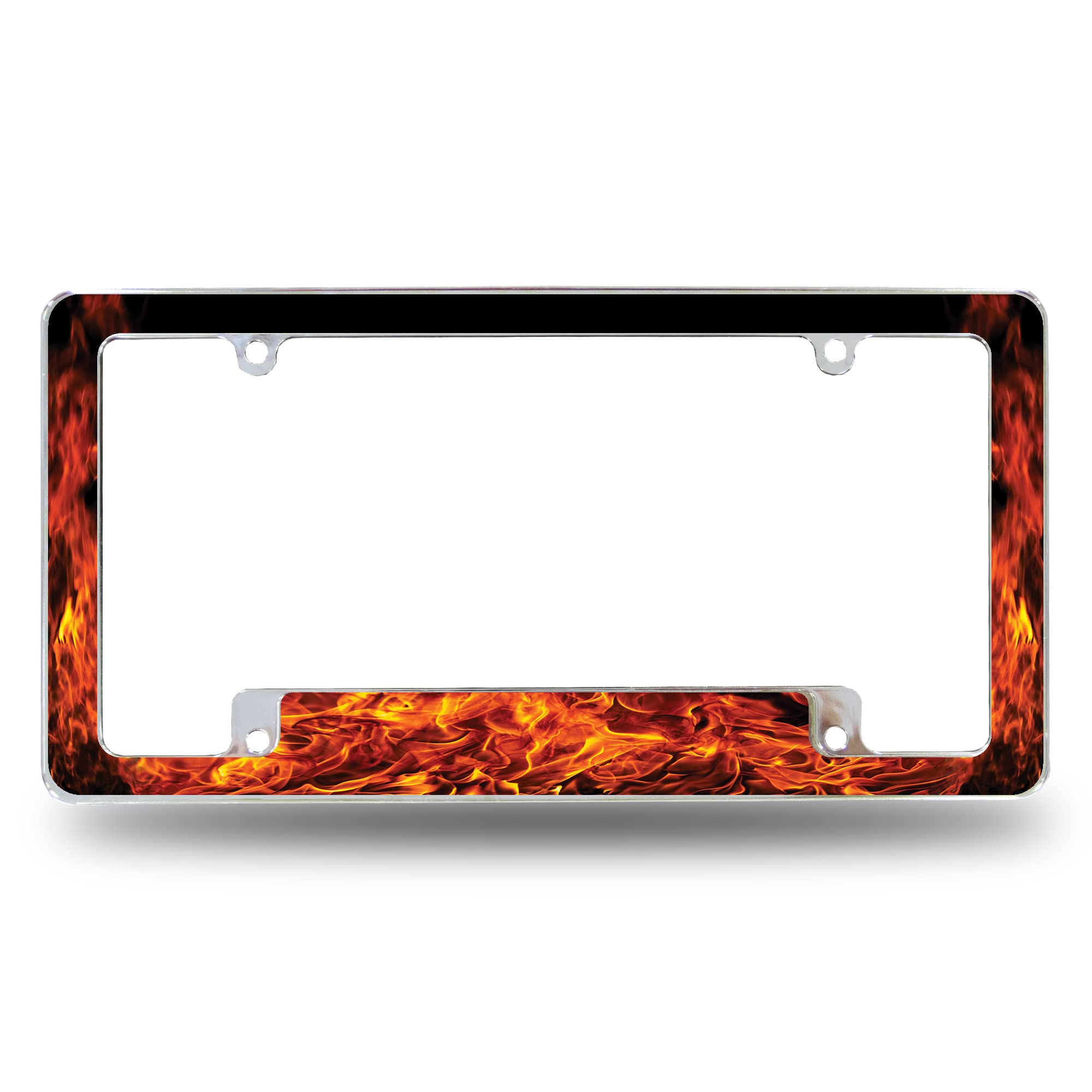 Rico Industries Fire All Over Automotive License Plate Frame for Car/Truck/SUV (12 x 6)