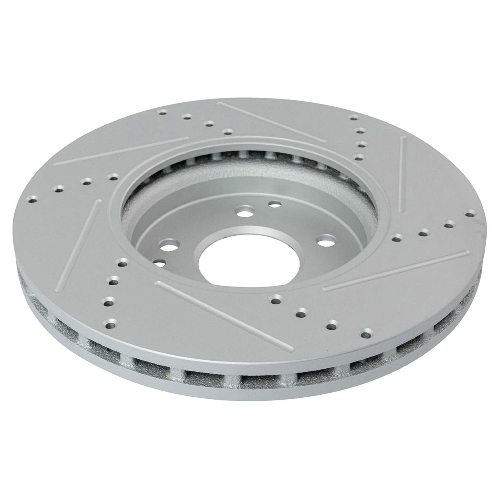 Trq Performance Brake Rotor Drilled Slotted Front Coated Pair Compatible With Mercedes
